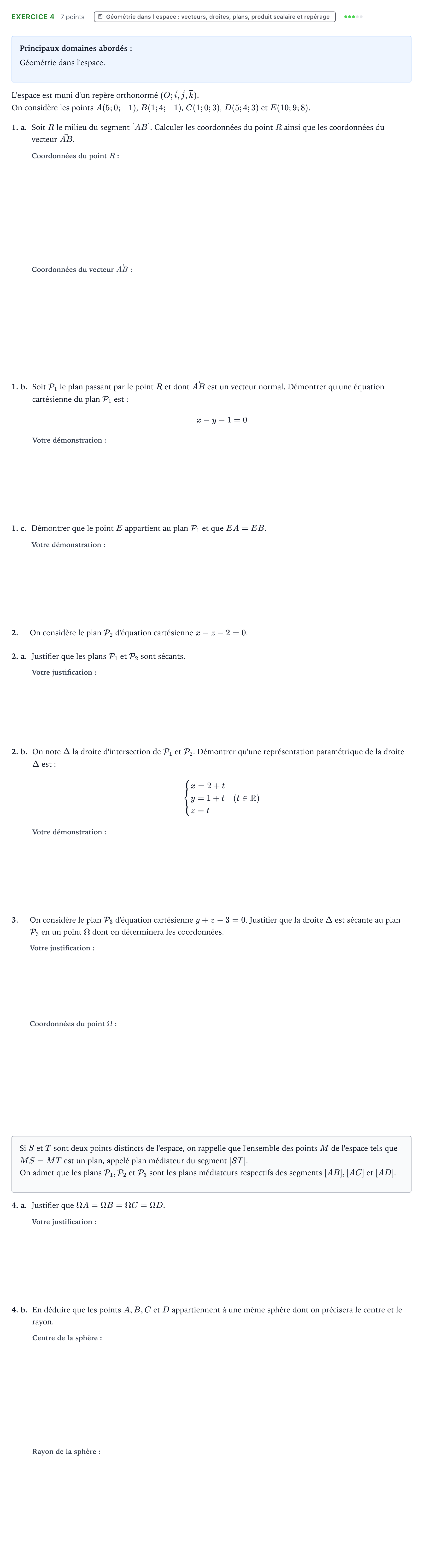 Énoncé: Exercice 4 · Bac Mathématiques Mayotte-Liban 2022 (jour 1)