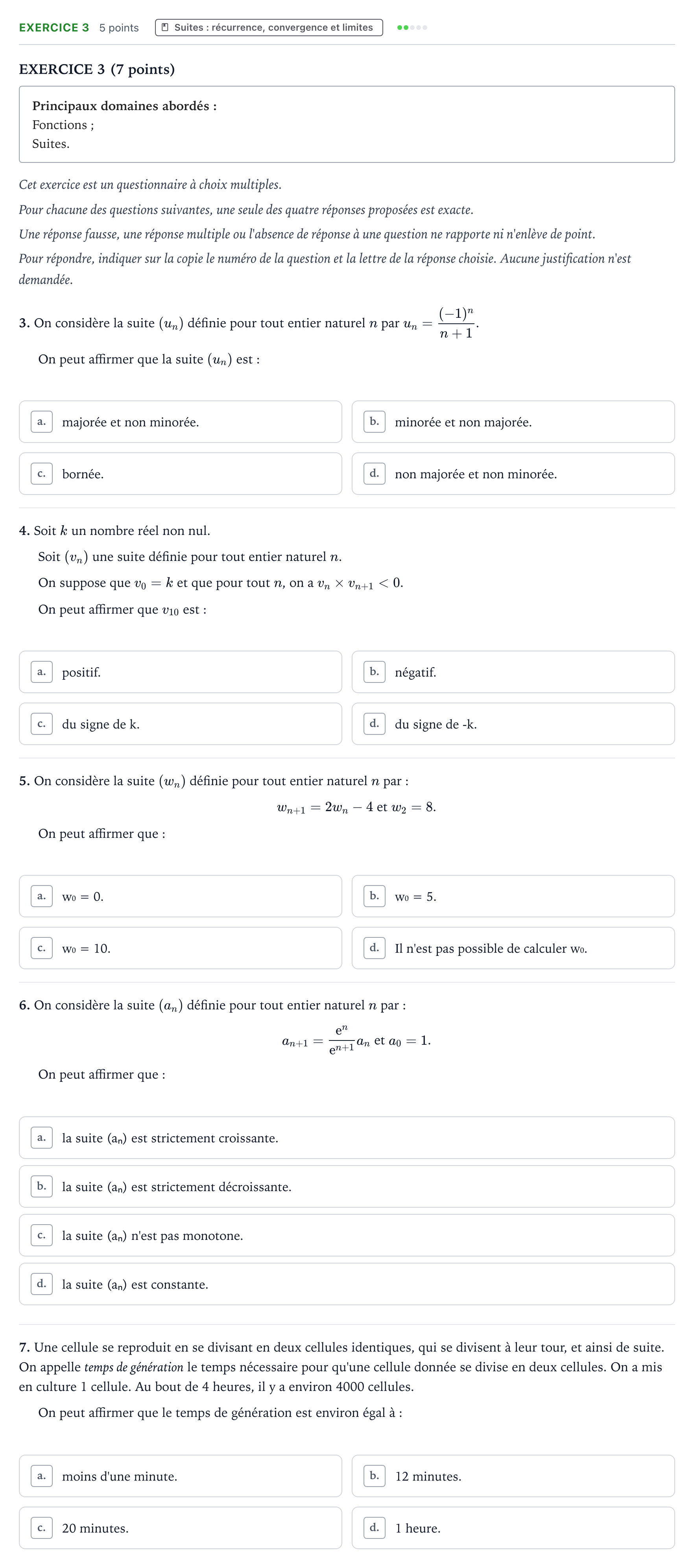 Énoncé: Exercice 3 - Suites · Bac Mathématiques Mayotte-Liban 2022 (jour 2)