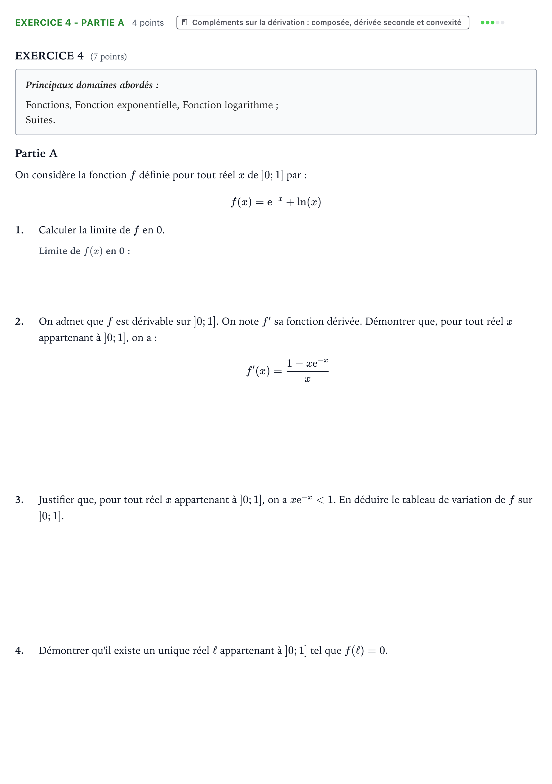 Énoncé: Exercice 4 - Partie A · Bac Mathématiques Mayotte-Liban 2022 (jour 2)