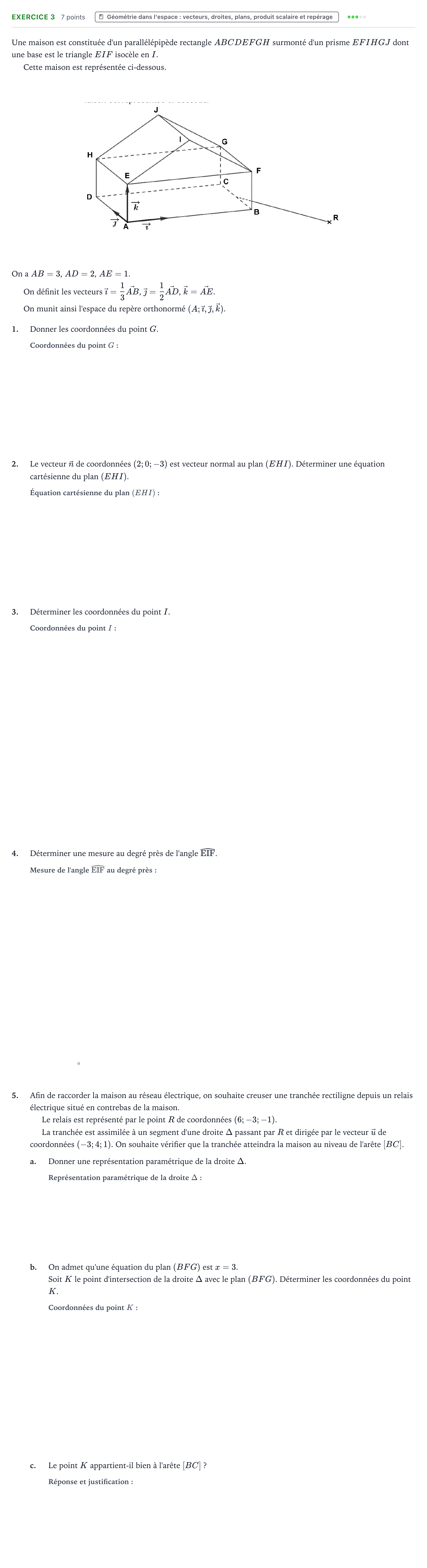 Énoncé: Exercice 3 · Bac Mathématiques Nouvelle-Calédonie 2022 (jour 1)