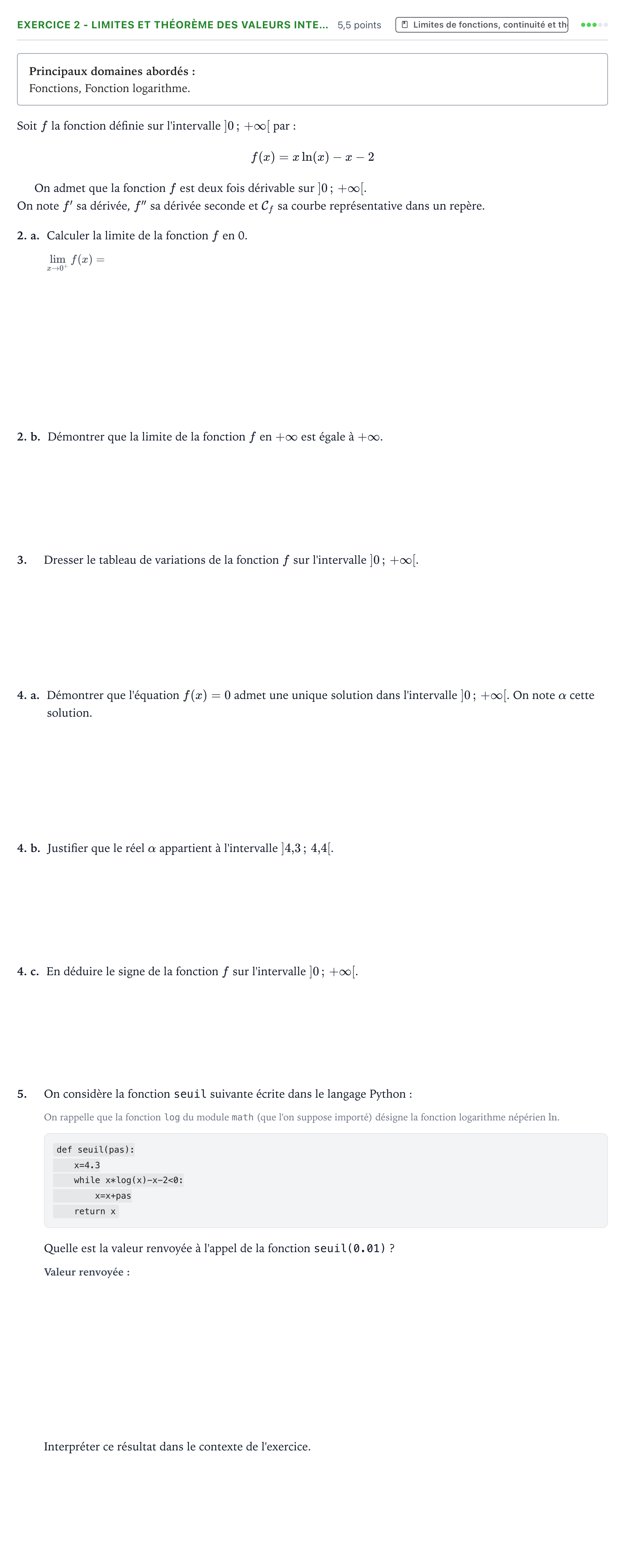 Énoncé: Exercice 2 - Limites et théorème des valeurs inte… · Bac Mathématiques Nouvelle-Calédonie 2022 (jour 2)