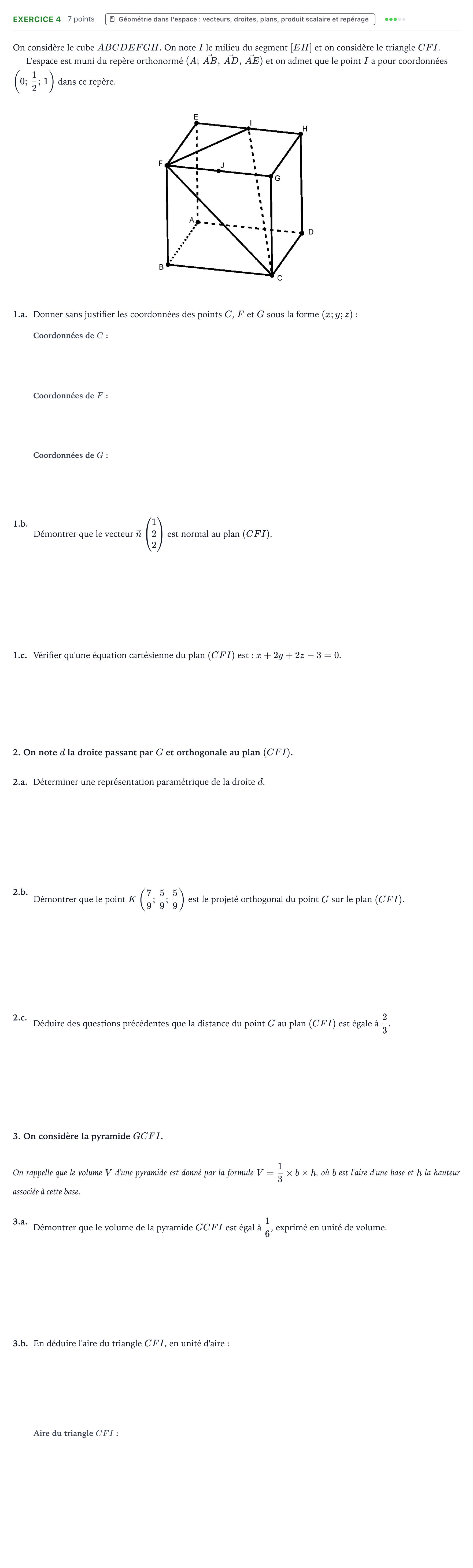 Énoncé: Exercice 4 · Bac Mathématiques Polynésie jour 1 - Remplacement 2022