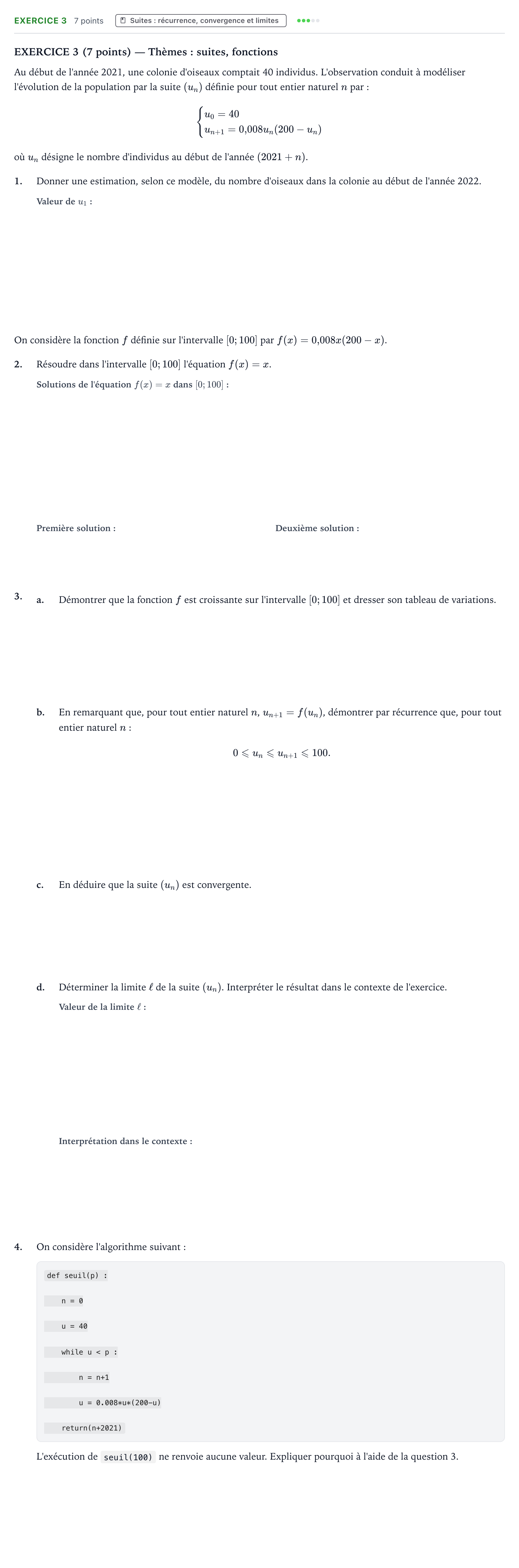 Énoncé: Exercice 3 · Bac Mathématiques Polynésie 2022 (jour 2)