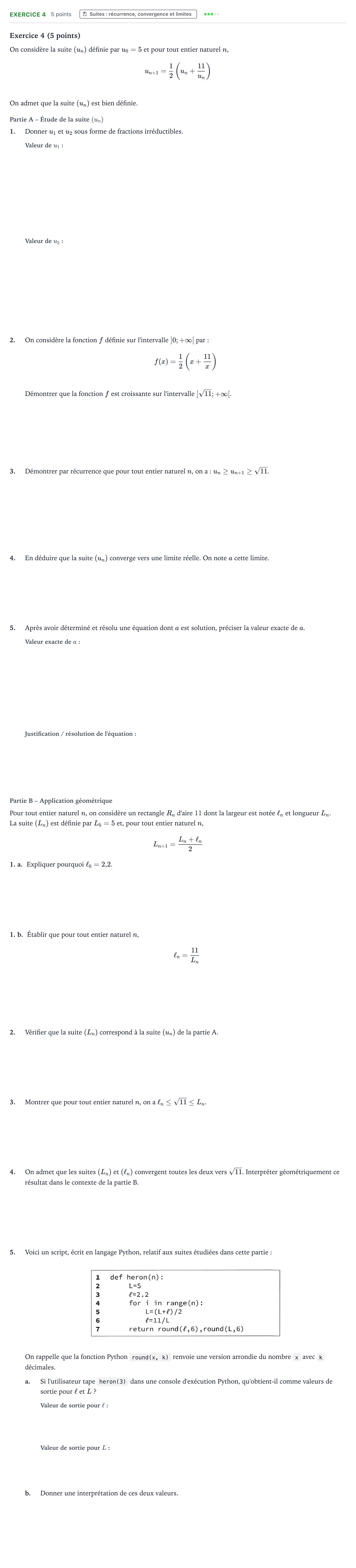 Énoncé: Exercice 4 · Bac Mathématiques Amérique du Nord 2023 (jour 1)