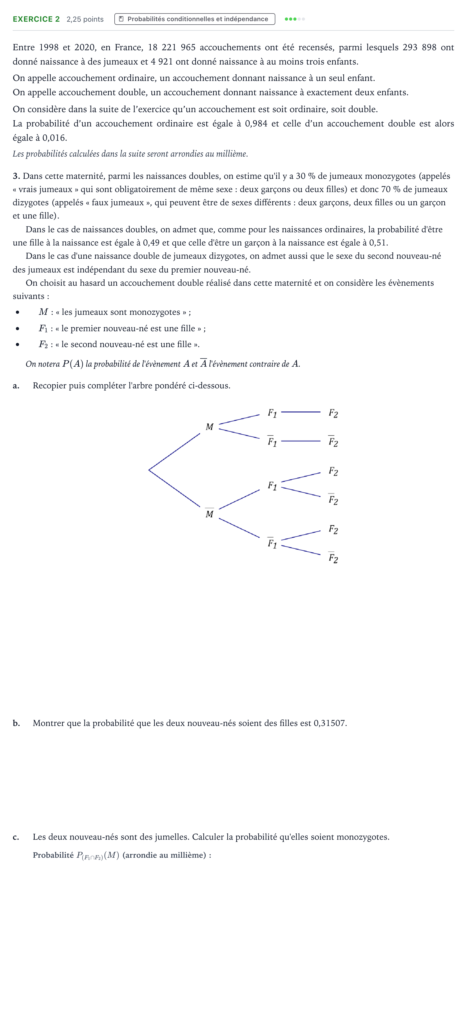 Énoncé: Exercice 2 - Probabilités conditionnelles · Bac Mathématiques Amérique du Sud 2023 (jour 1)