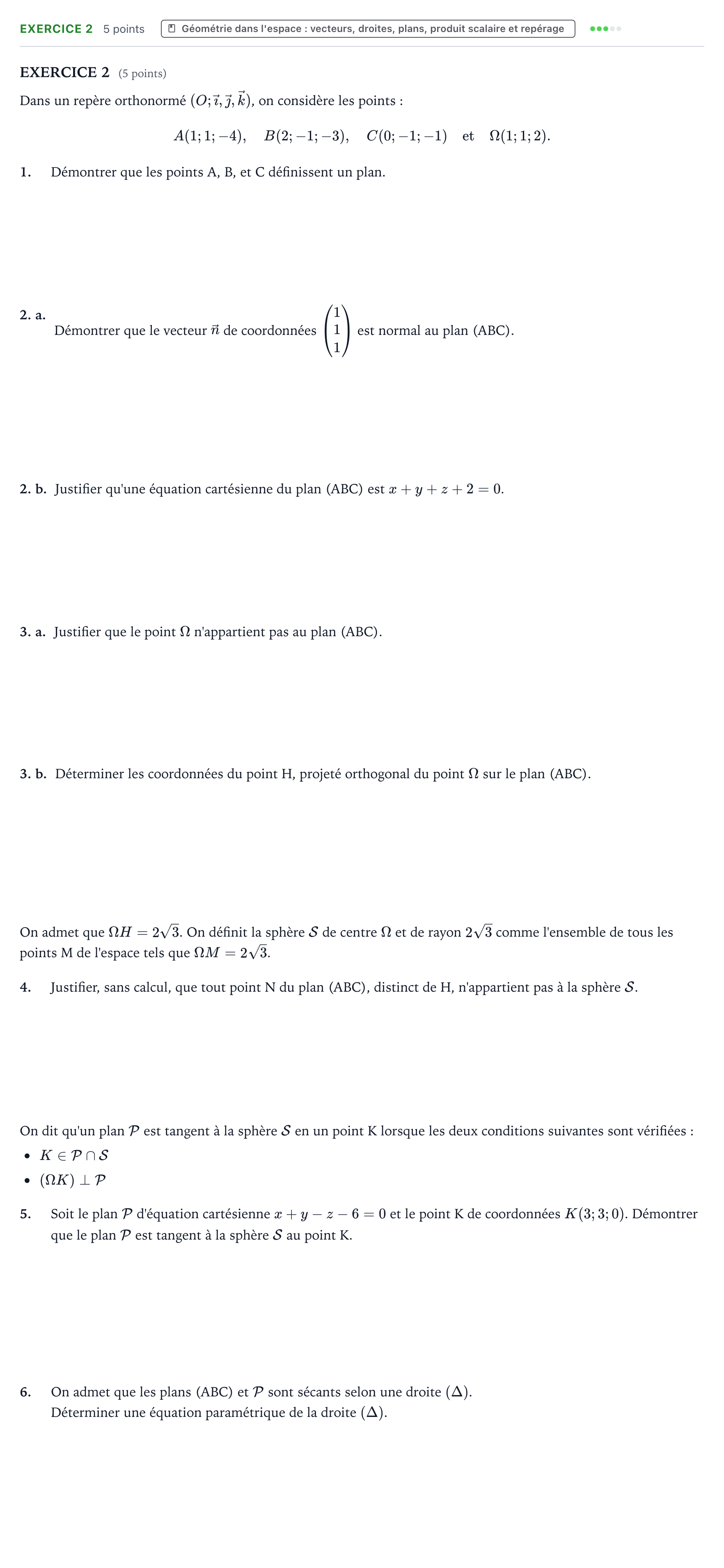 Énoncé: Exercice 2 · Bac Mathématiques Amérique du Sud 2023 (jour 2)