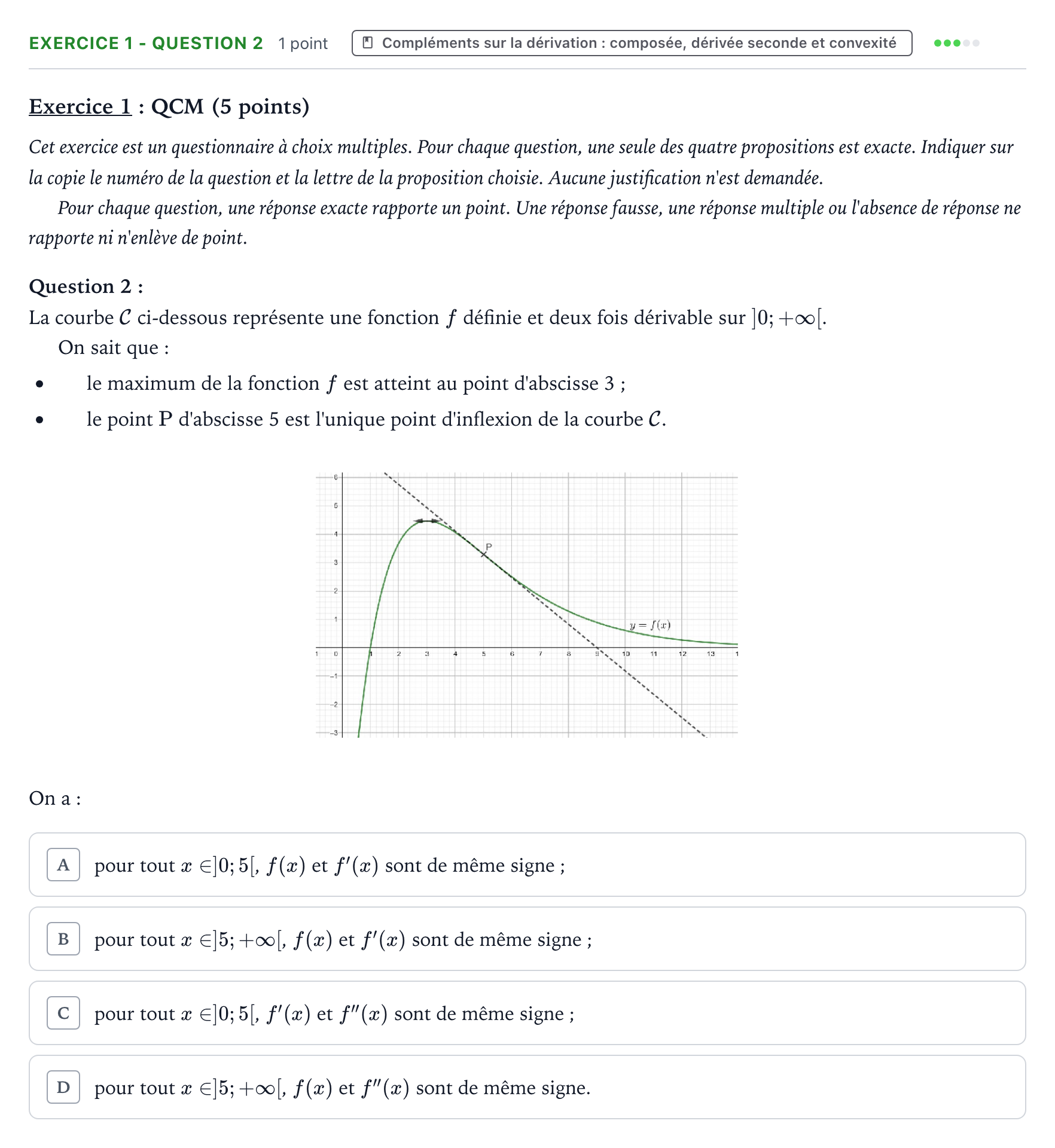 Énoncé: Exercice 1 - Question 2 · Bac Mathématiques Centres étrangers (Afrique) 2023 (jour 2)
