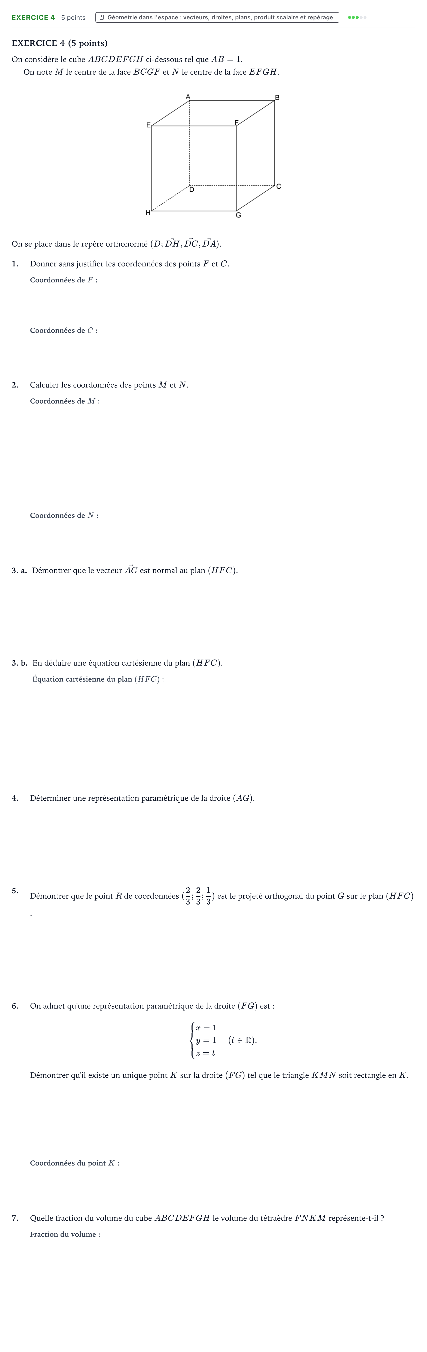 Énoncé: Exercice 4 · Bac Mathématiques La Réunion 2023 (jour 1)