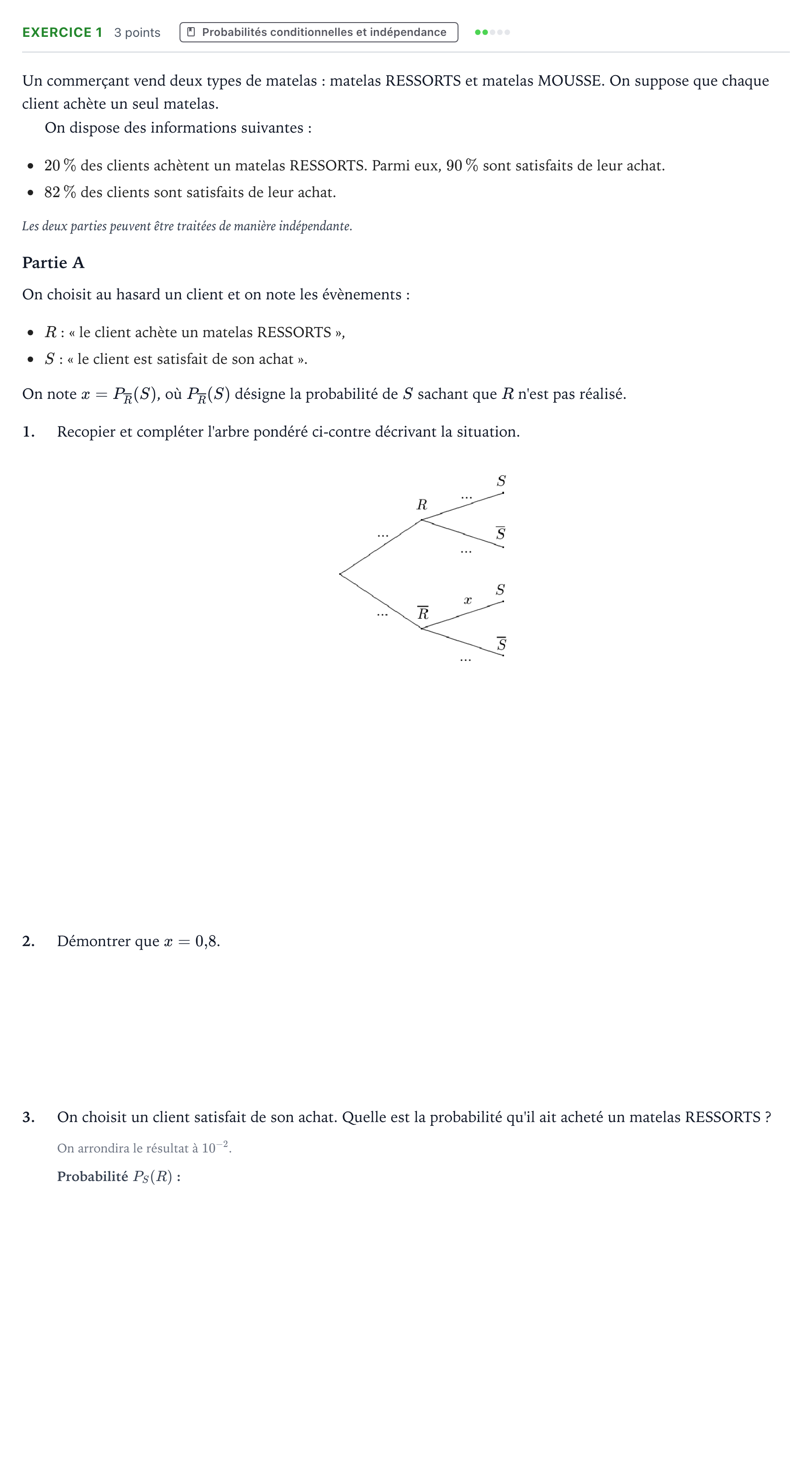 Énoncé: Exercice 1 - Probabilités conditionnelles et indé… · Bac Mathématiques La Réunion 2023 (jour 2)