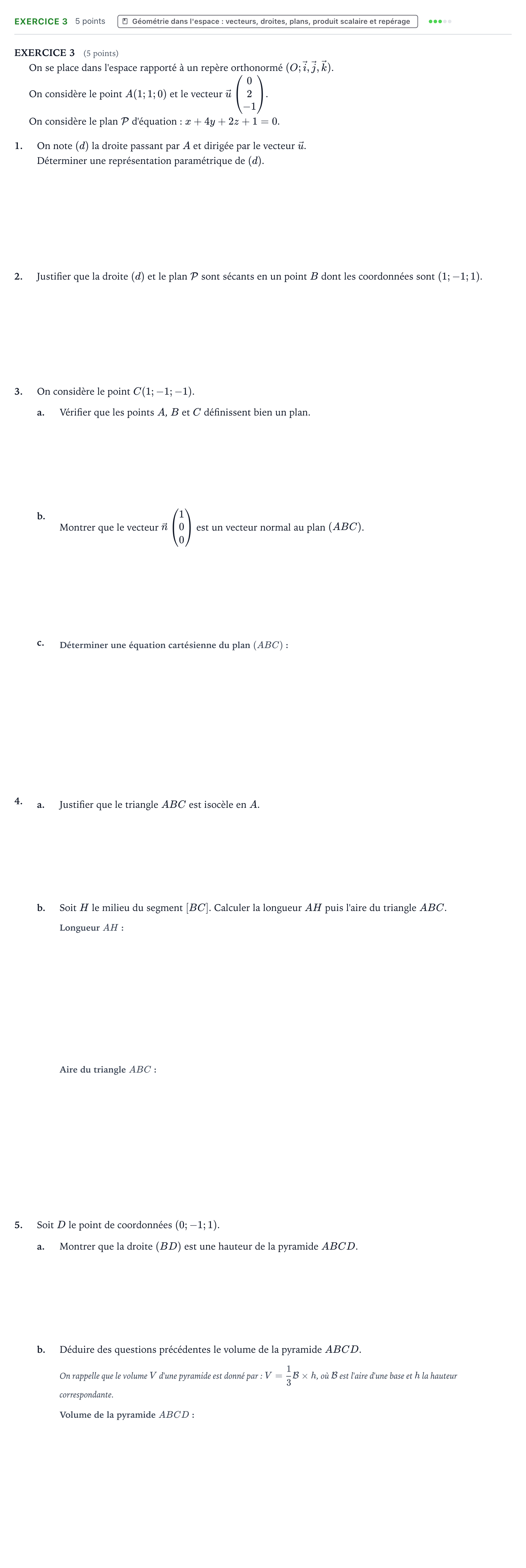 Énoncé: Exercice 3 · Bac Mathématiques La Réunion 2023 (jour 2)