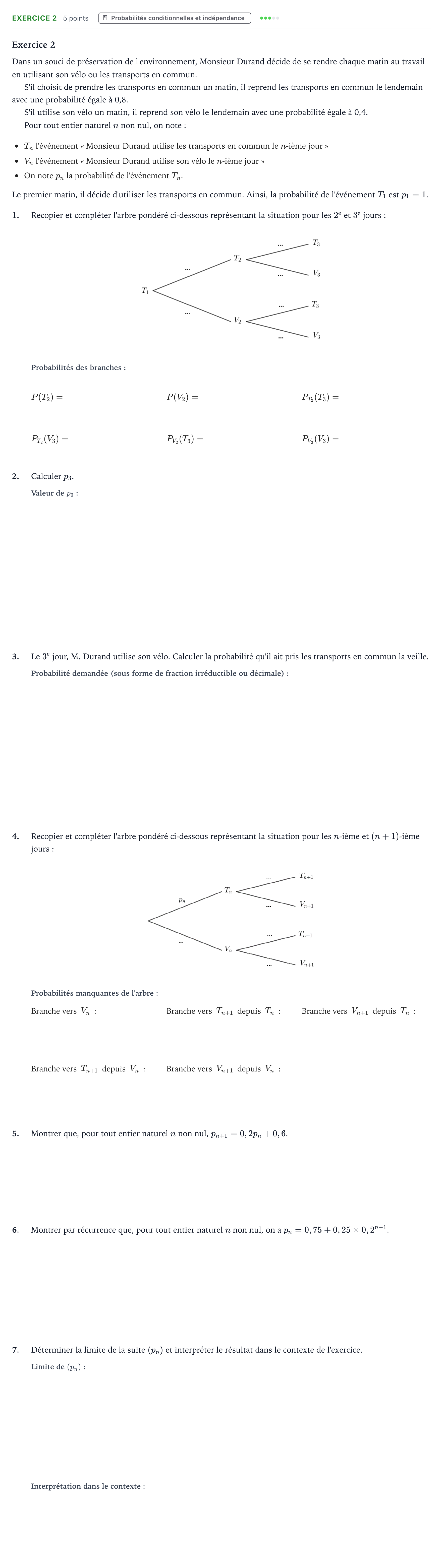 Énoncé: Exercice 2 · Bac Mathématiques Liban 2023 (jour 1)