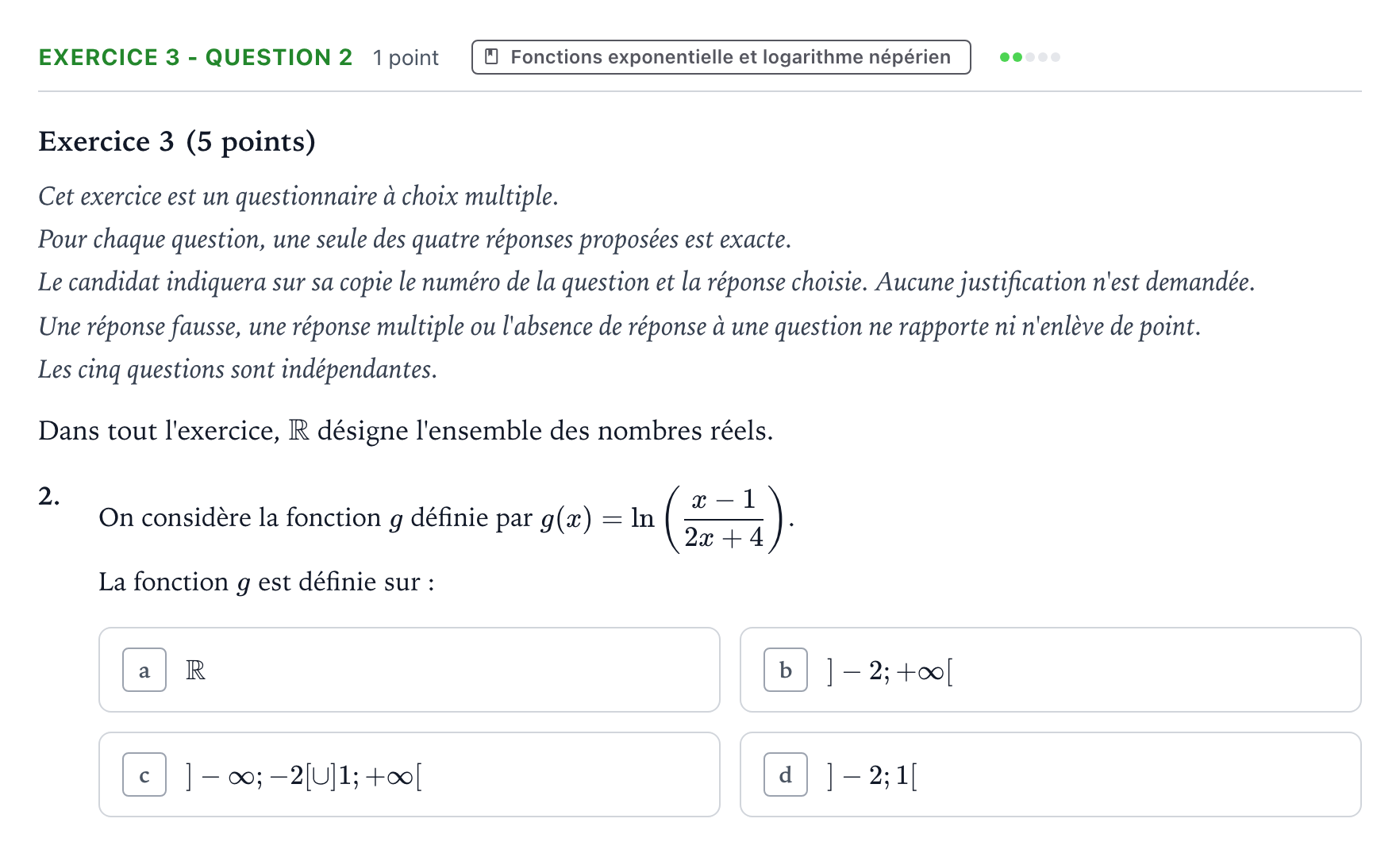 Énoncé: Exercice 3 - Question 2 · Bac Mathématiques Liban 2023 (jour 1)