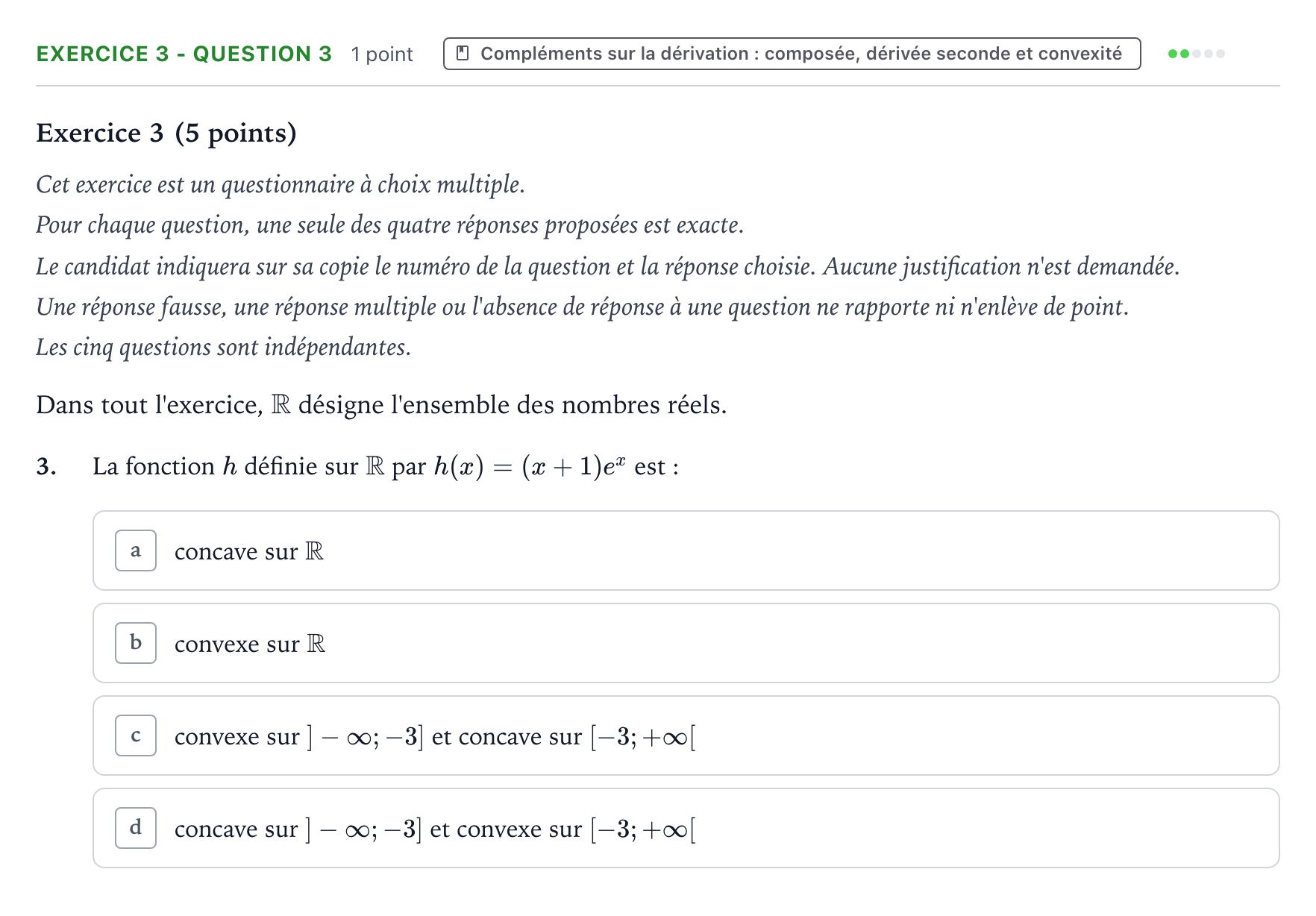 Énoncé: Exercice 3 - Question 3 · Bac Mathématiques Liban 2023 (jour 1)