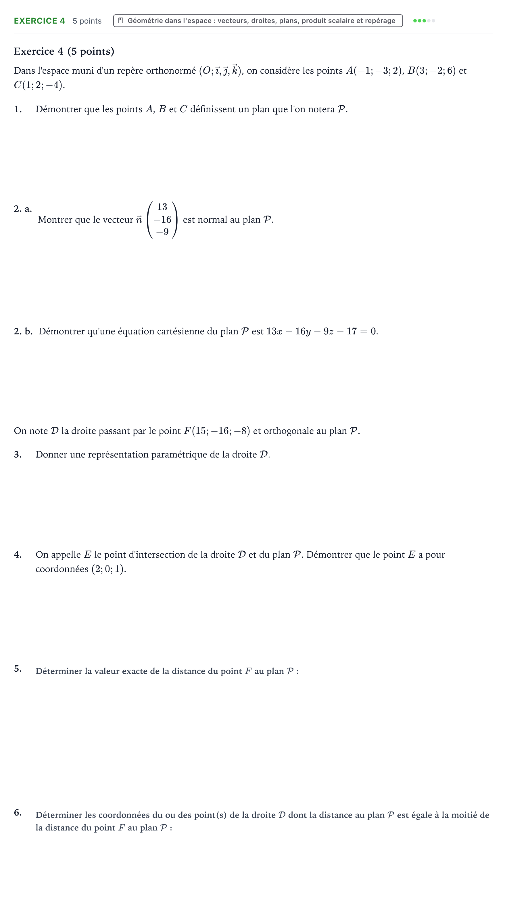 Énoncé: Exercice 4 · Bac Mathématiques Liban 2023 (jour 1)