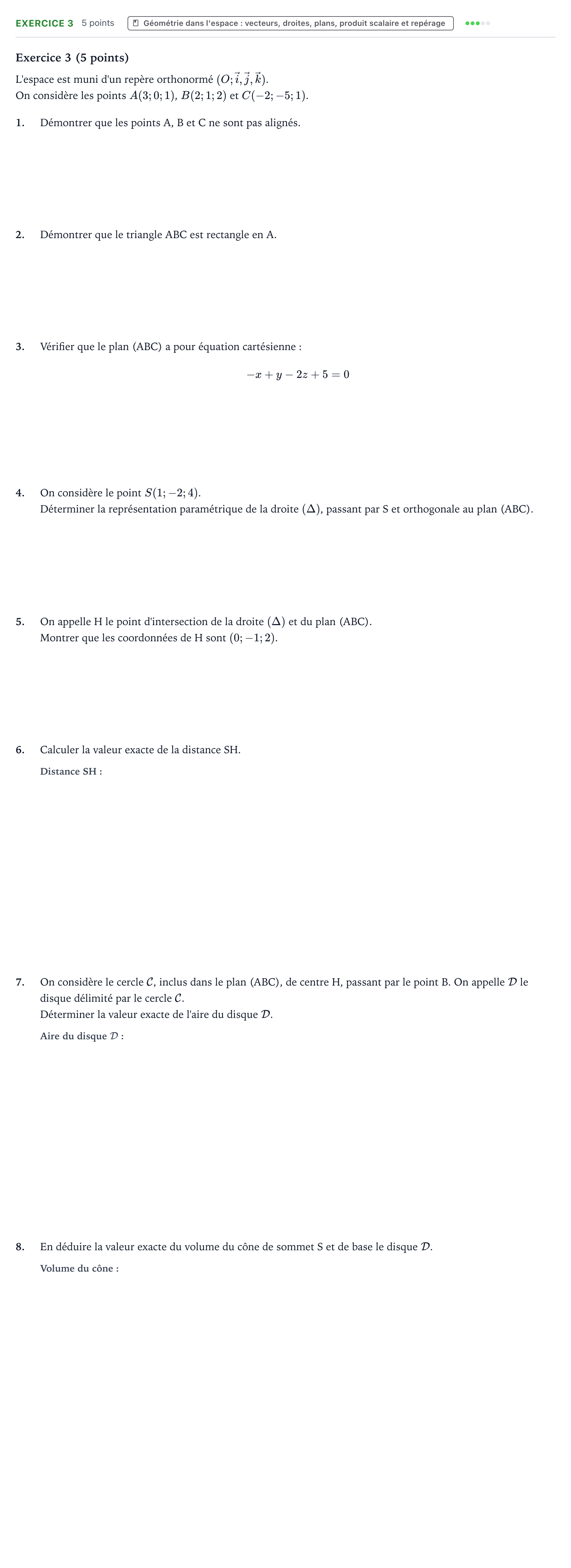 Énoncé: Exercice 3 · Bac Mathématiques Liban 2023 (jour 2)