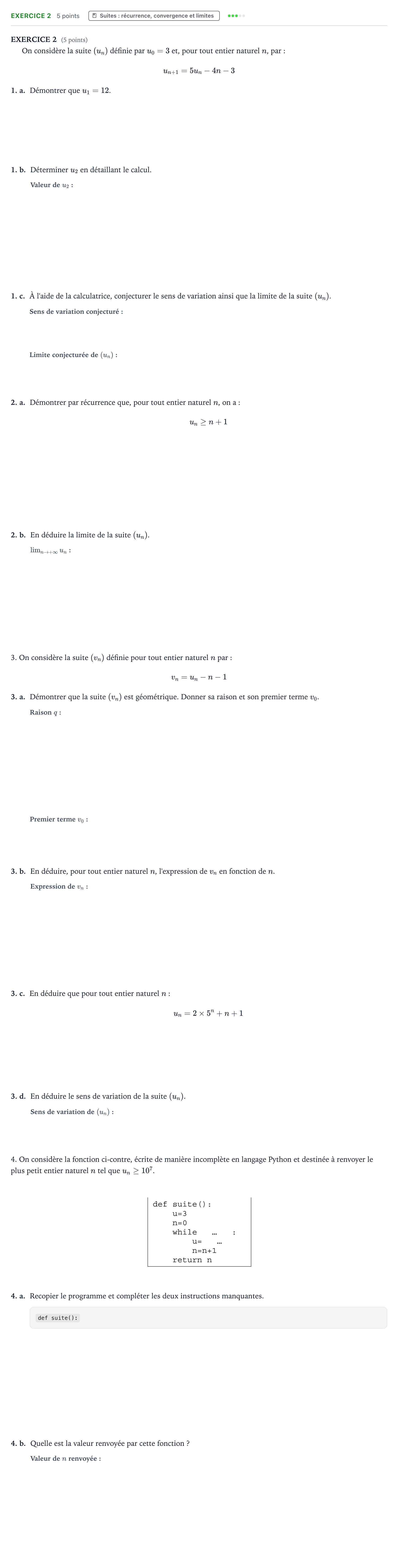 Énoncé: Exercice 2 · Bac Mathématiques Nouvelle-Calédonie 2023 (jour 1)