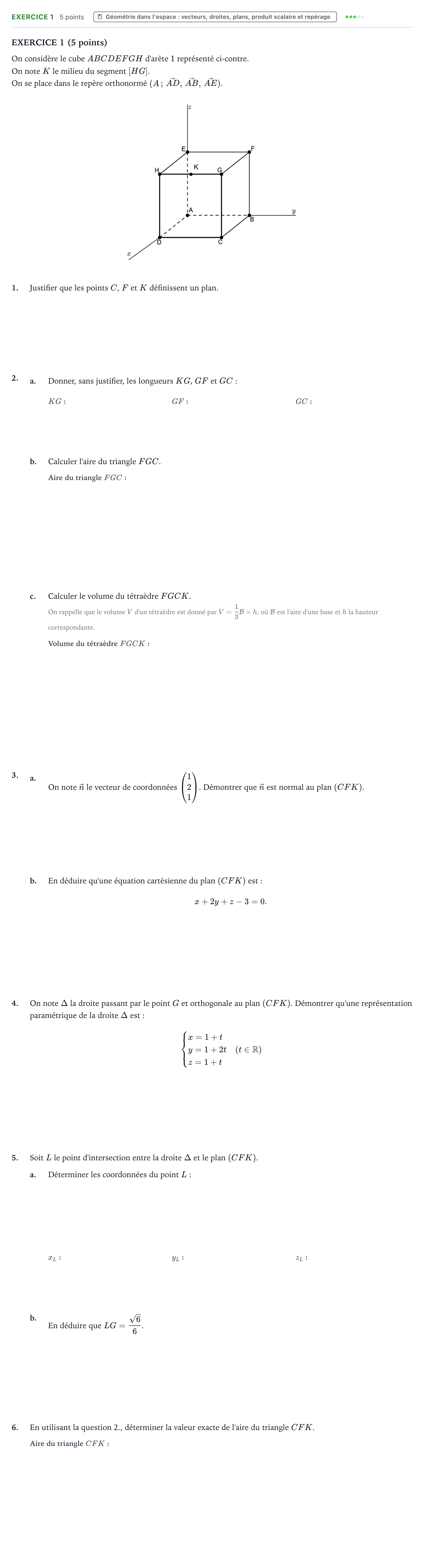 Énoncé: Exercice 1 · Bac Mathématiques Nouvelle-Calédonie 2023 (jour 2)