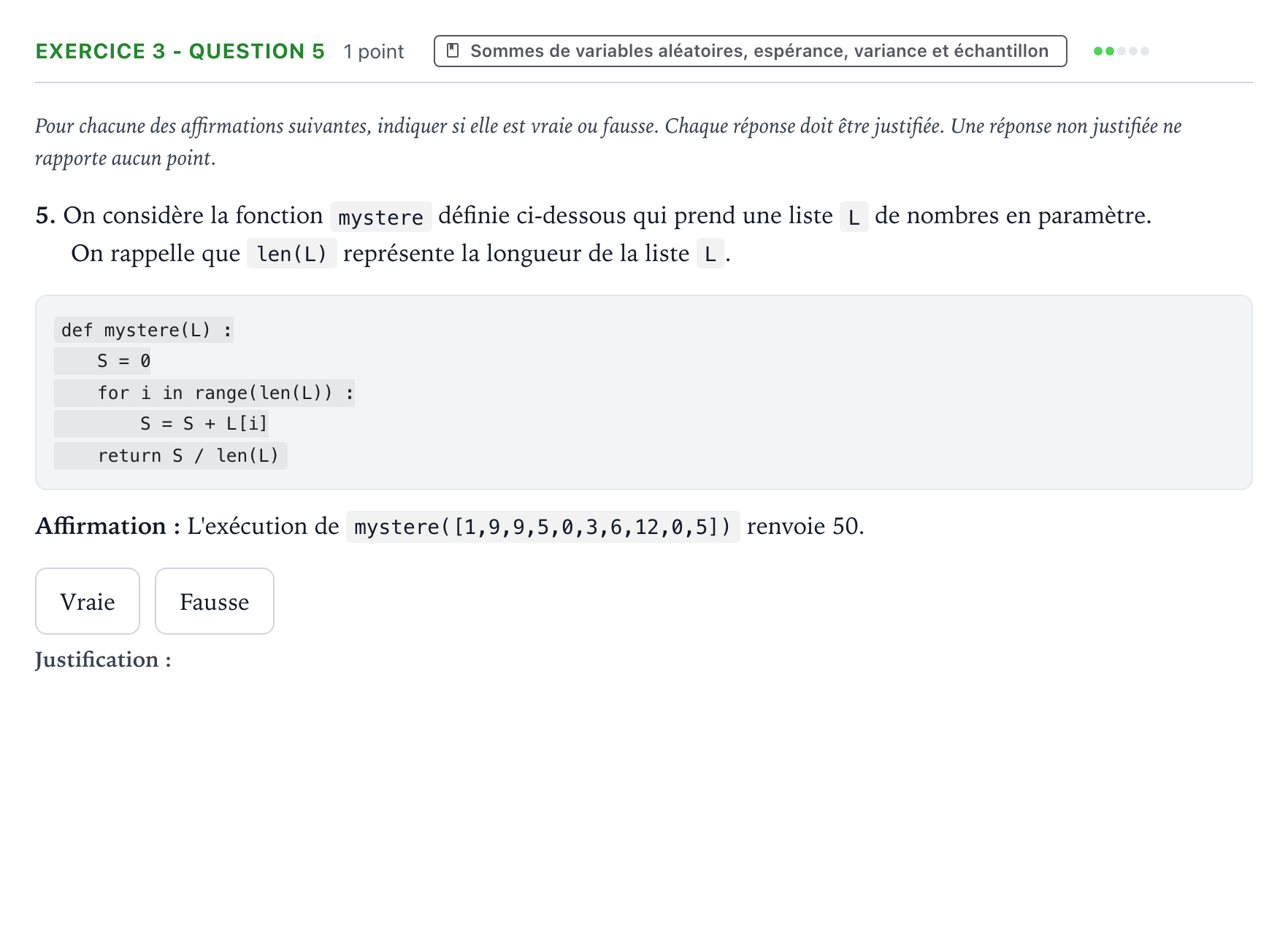 Énoncé: Exercice 3 - Question 5 · Bac Mathématiques Polynésie 2023 (jour 1)