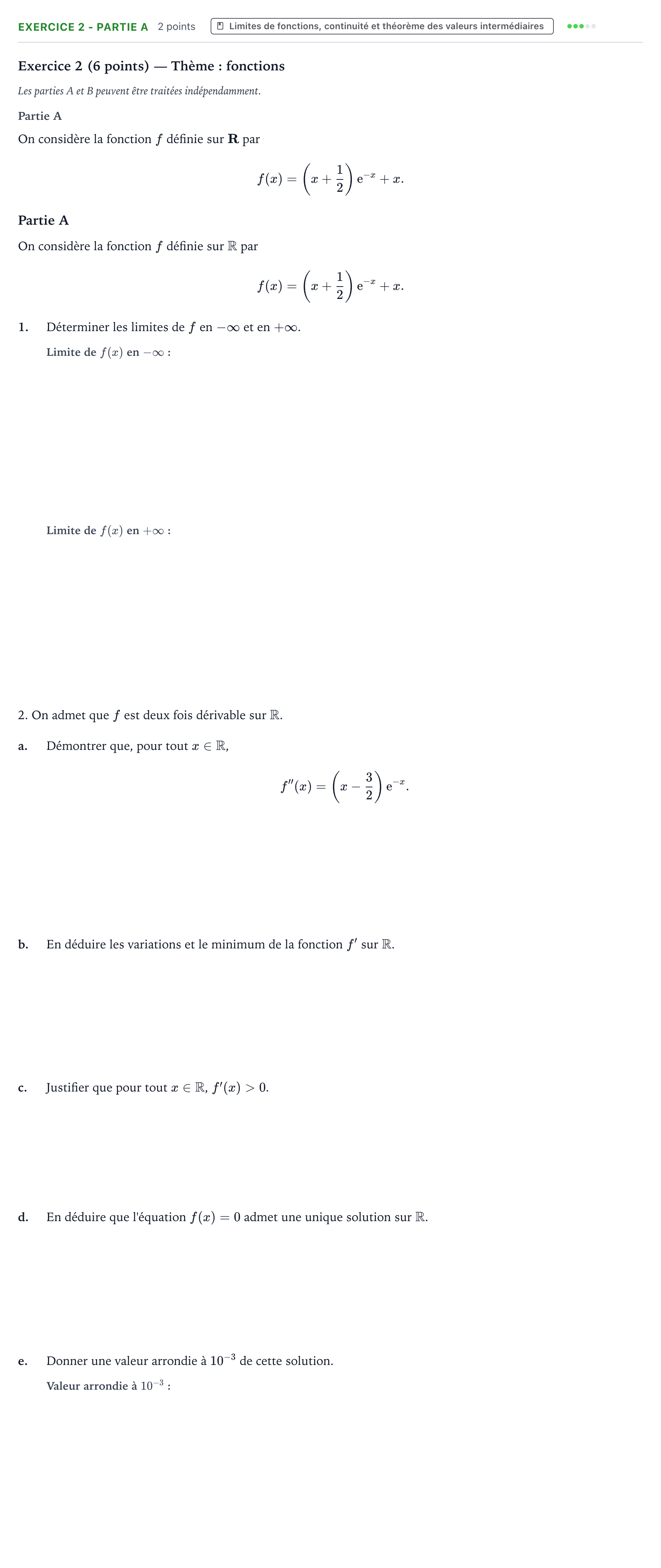 Énoncé: Exercice 2 - Partie A · Bac Mathématiques Polynésie jour 1 - Remplacement 2023