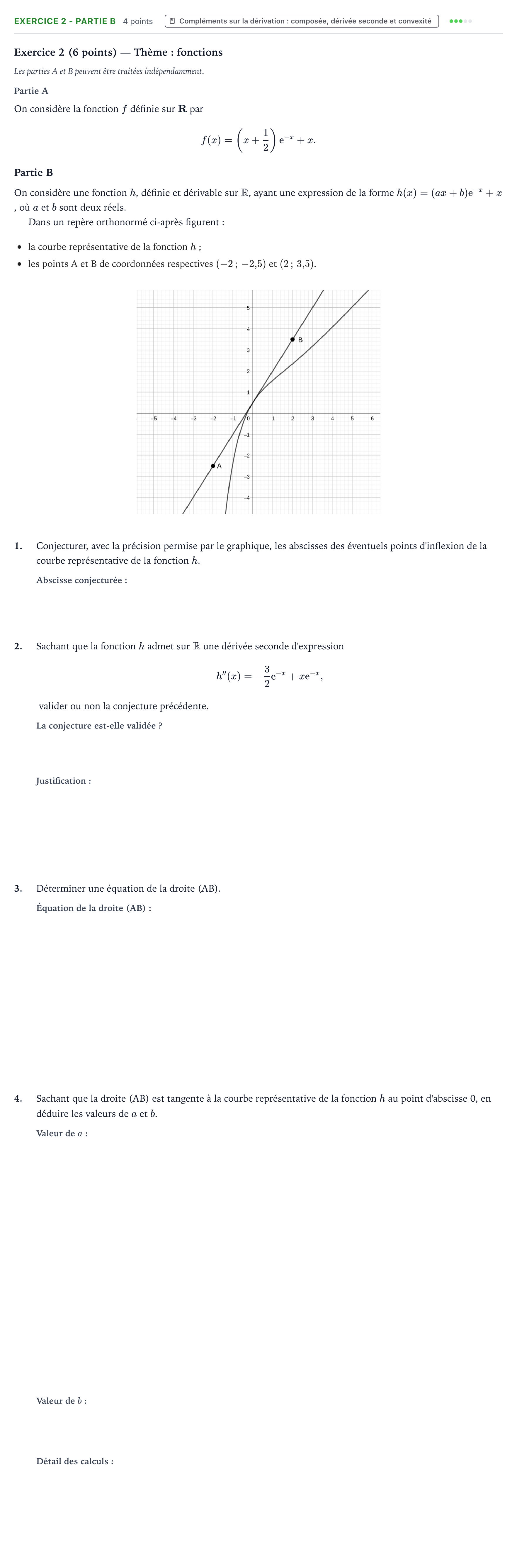 Énoncé: Exercice 2 - Partie B · Bac Mathématiques Polynésie jour 1 - Remplacement 2023