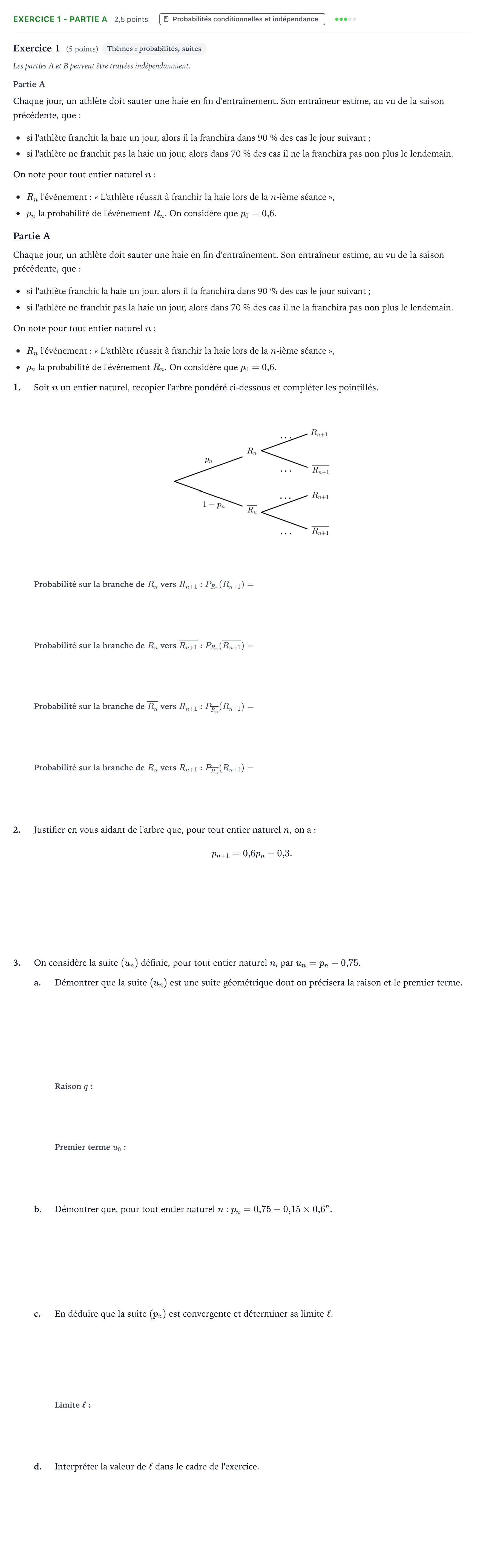 Énoncé: Exercice 1 - Partie A · Bac Mathématiques Polynésie 2023 (jour 2)