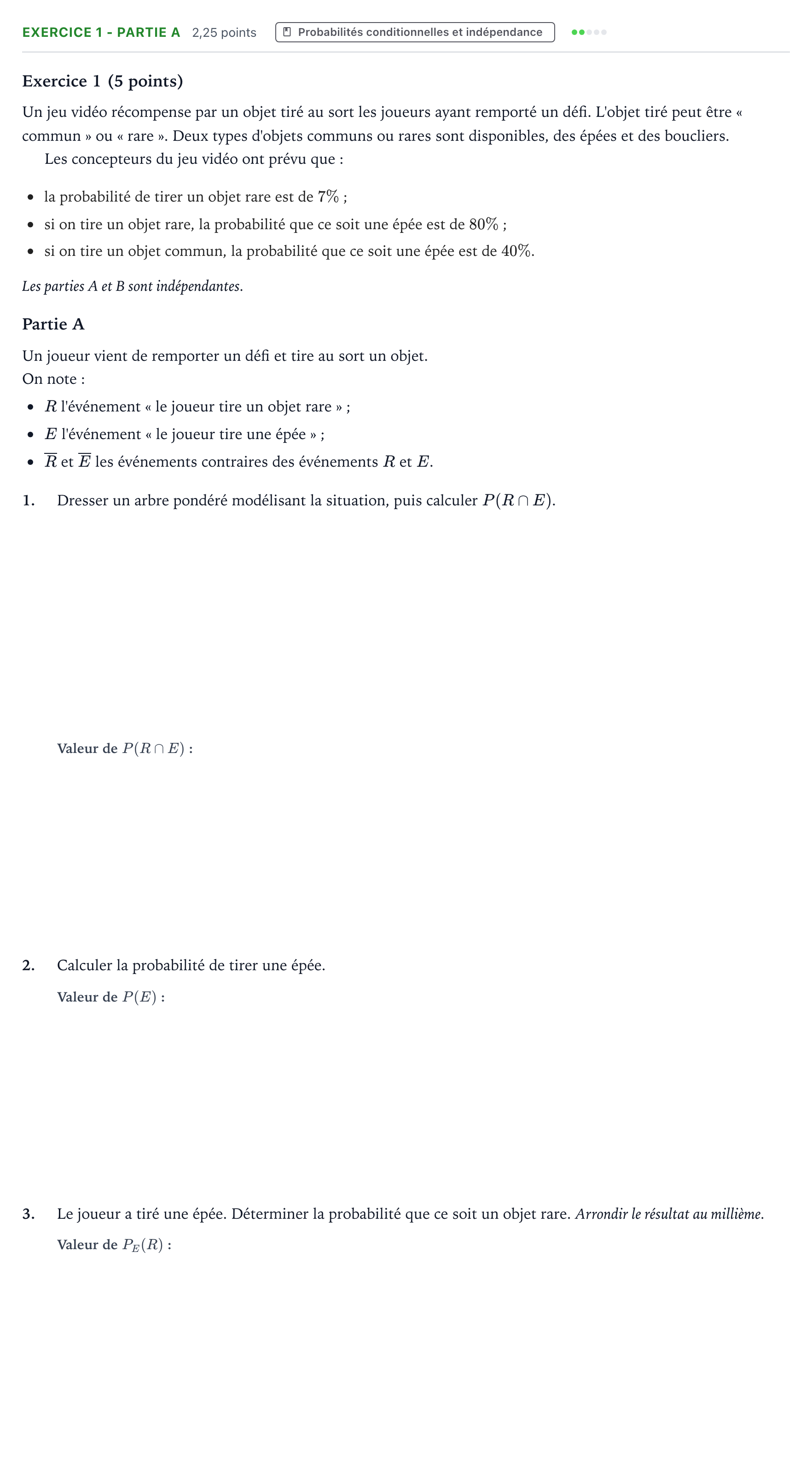 Énoncé: Exercice 1 - Partie A · Bac Mathématiques Amérique du Nord 2024 (jour 1)