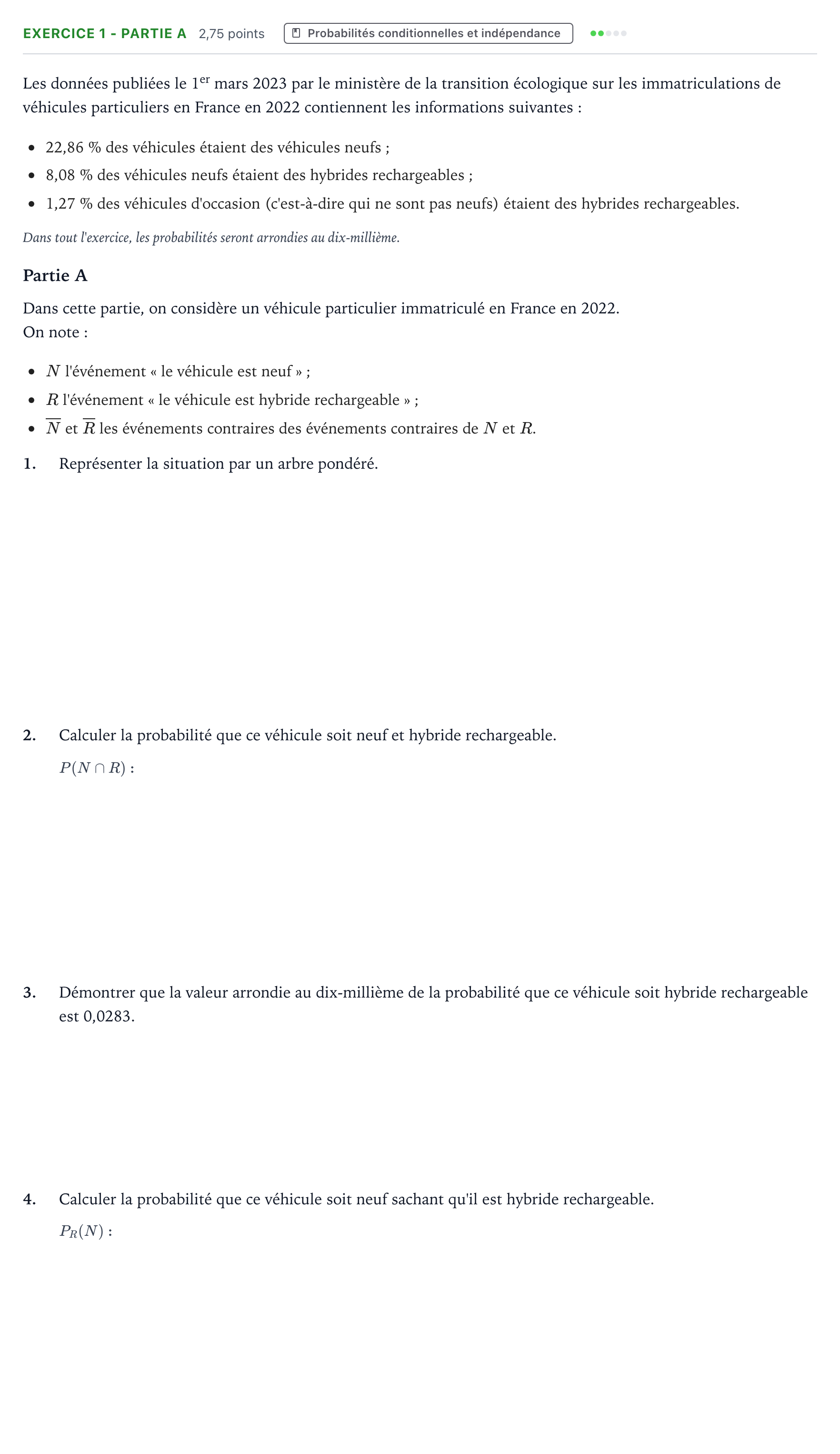 Énoncé: Exercice 1 - Partie A · Bac Mathématiques Amérique du Nord 2024 (jour 2)