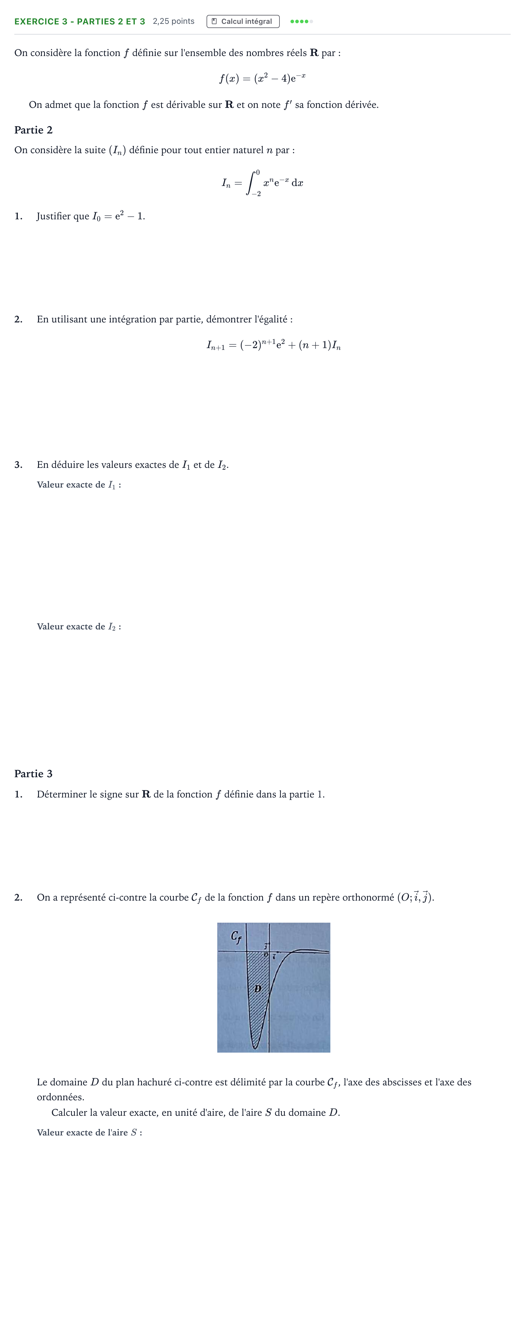 Énoncé: Exercice 3 - Parties 2 et 3 · Bac Mathématiques Amérique du Sud 2024 (jour 2)