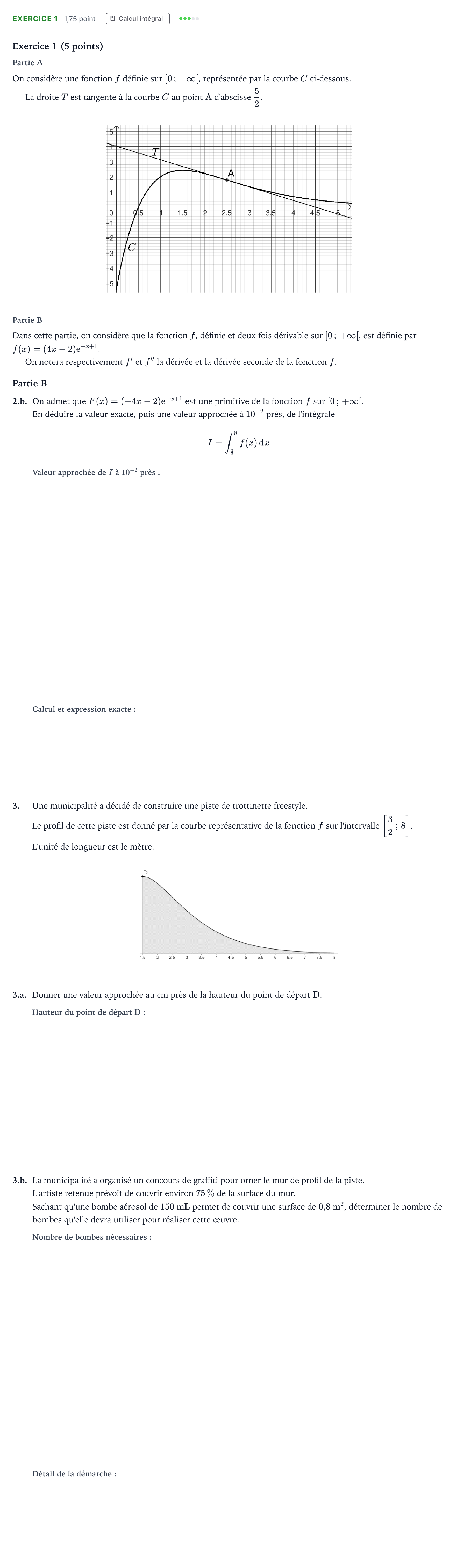 Énoncé: Exercice 1 - Calcul intégral · Bac Mathématiques Asie 2024 (jour 1)