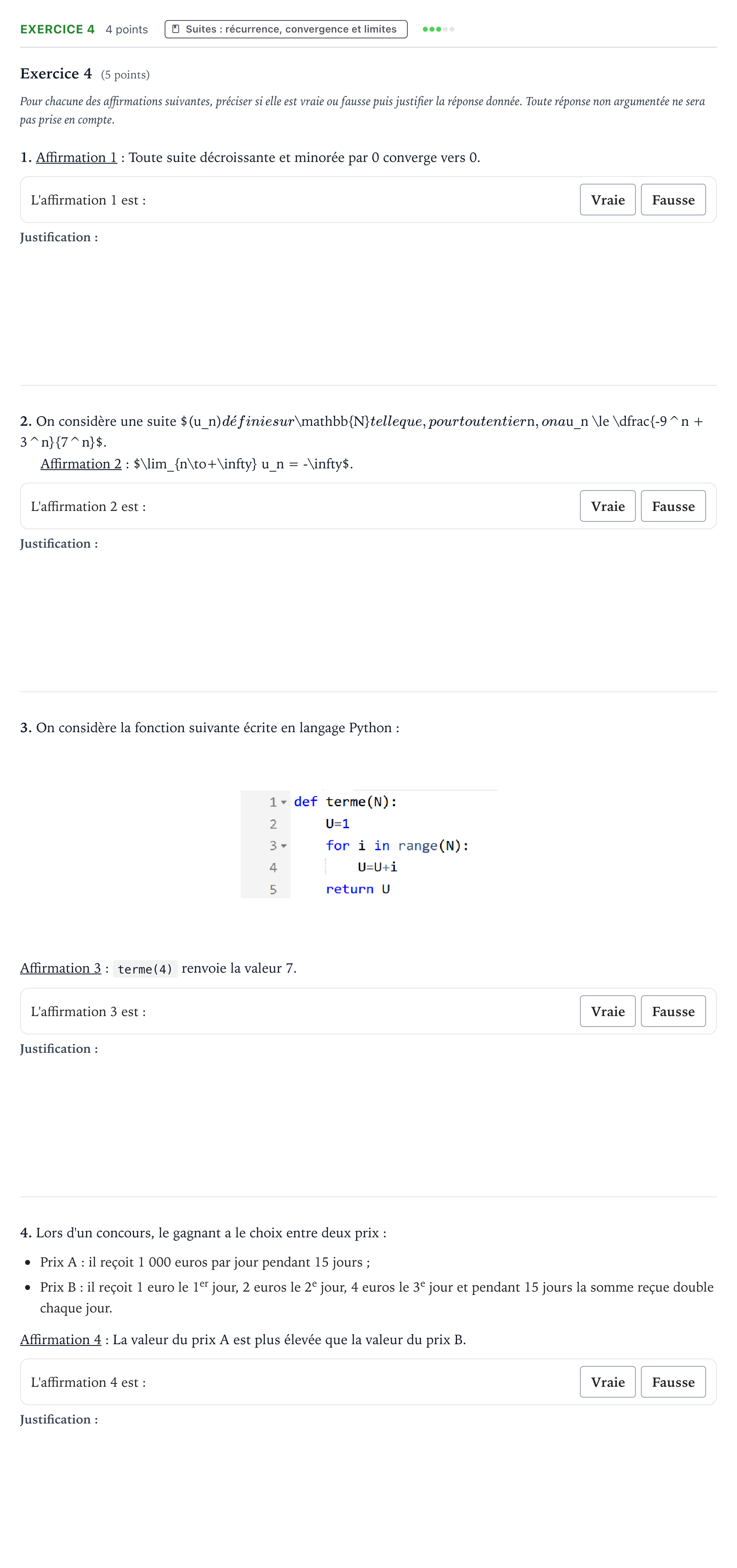 Énoncé: Exercice 4 - Suites · Bac Mathématiques Asie 2024 (jour 1)