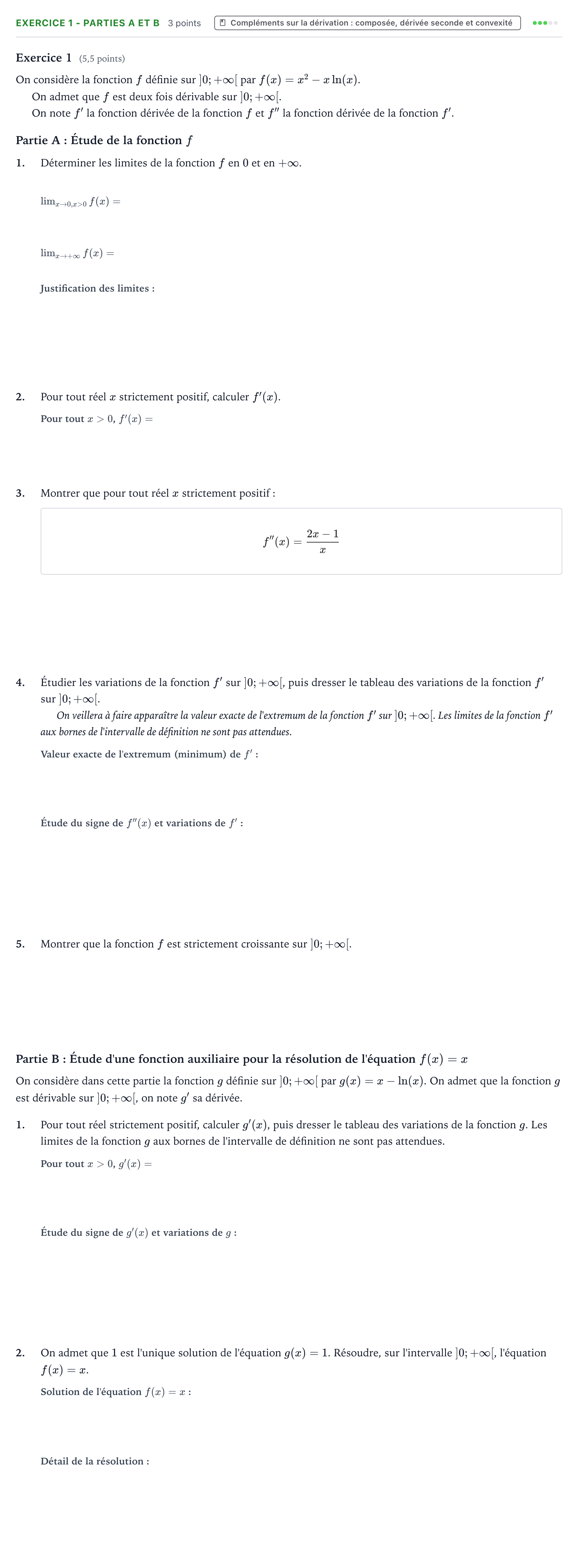 Énoncé: Exercice 1 - Parties A et B · Bac Mathématiques Asie 2024 (jour 2)