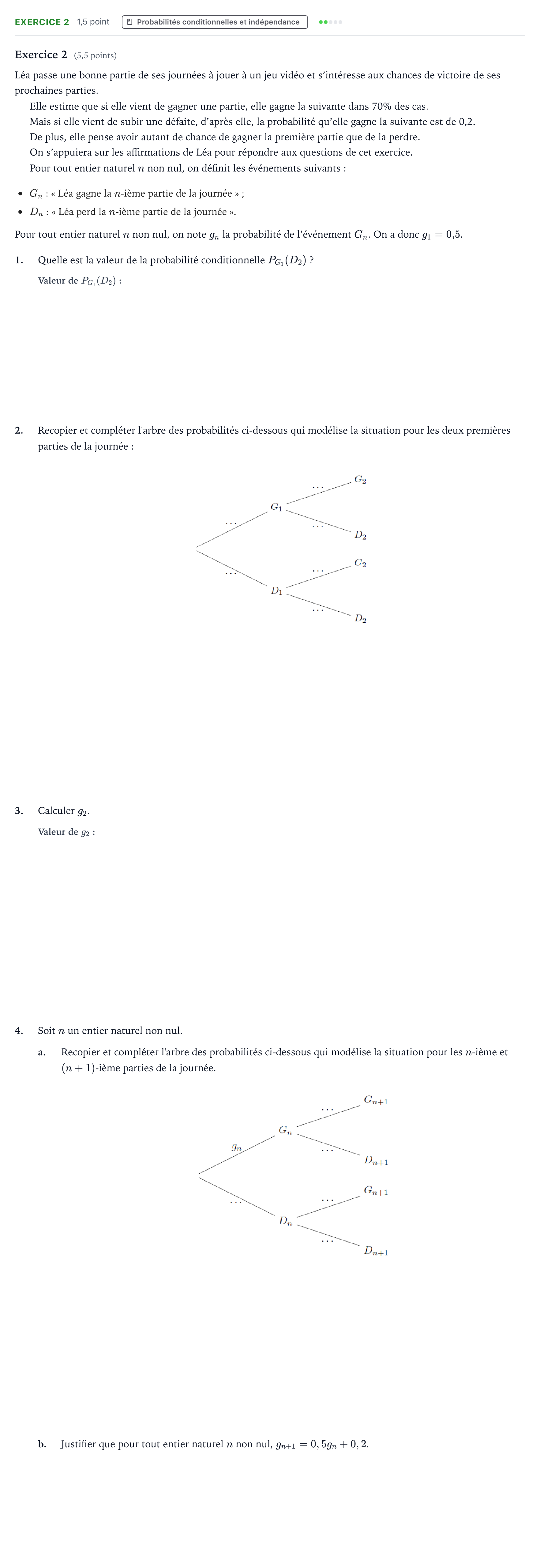 Énoncé: Exercice 2 - Probabilités · Bac Mathématiques Asie 2024 (jour 2)