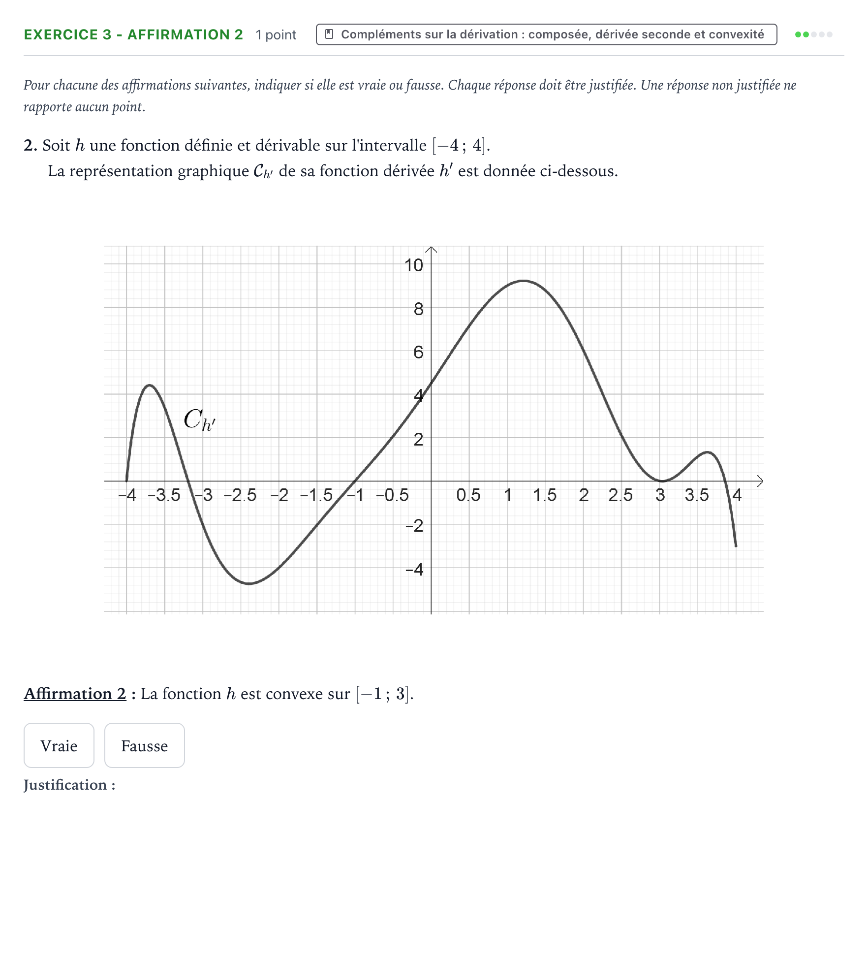 Énoncé: Exercice 3 - Affirmation 2 · Bac Mathématiques Asie 2024 (jour 2)