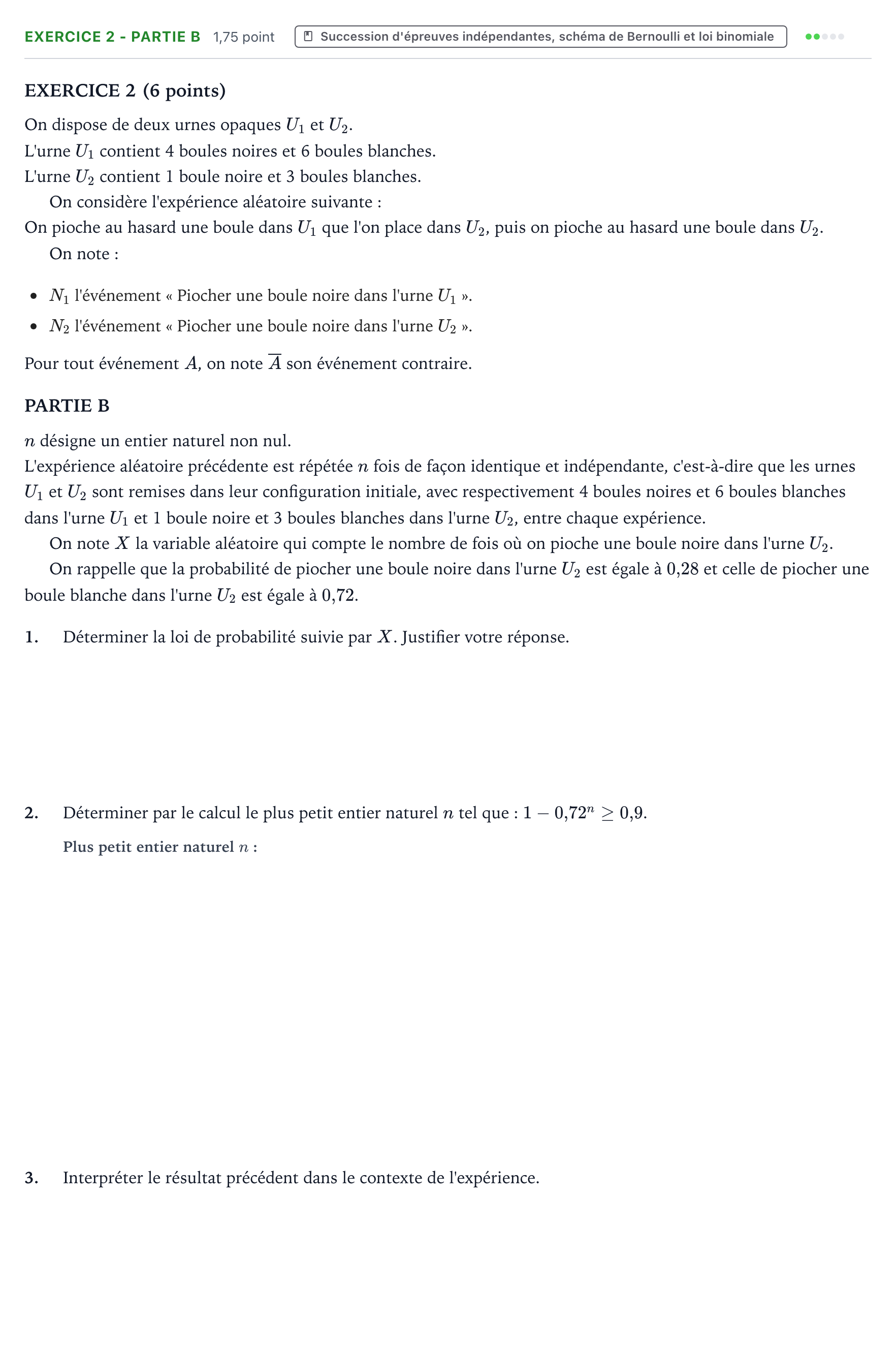 Énoncé: Exercice 2 - Partie B · Bac Mathématiques Amérique du Sud 2024 (jour 1)