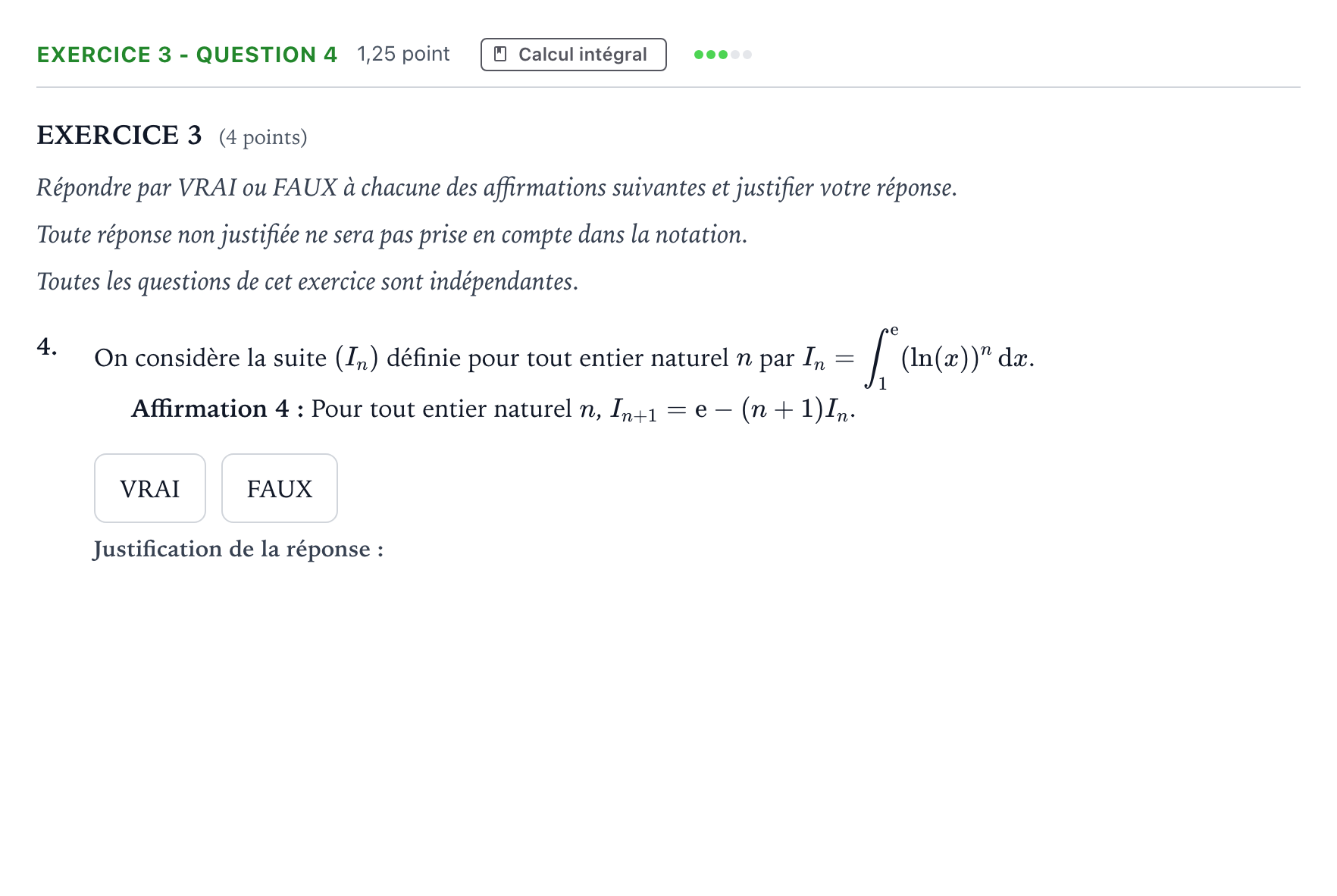 Énoncé: Exercice 3 - Question 4 · Bac Mathématiques Amérique du Sud 2024 (jour 1)