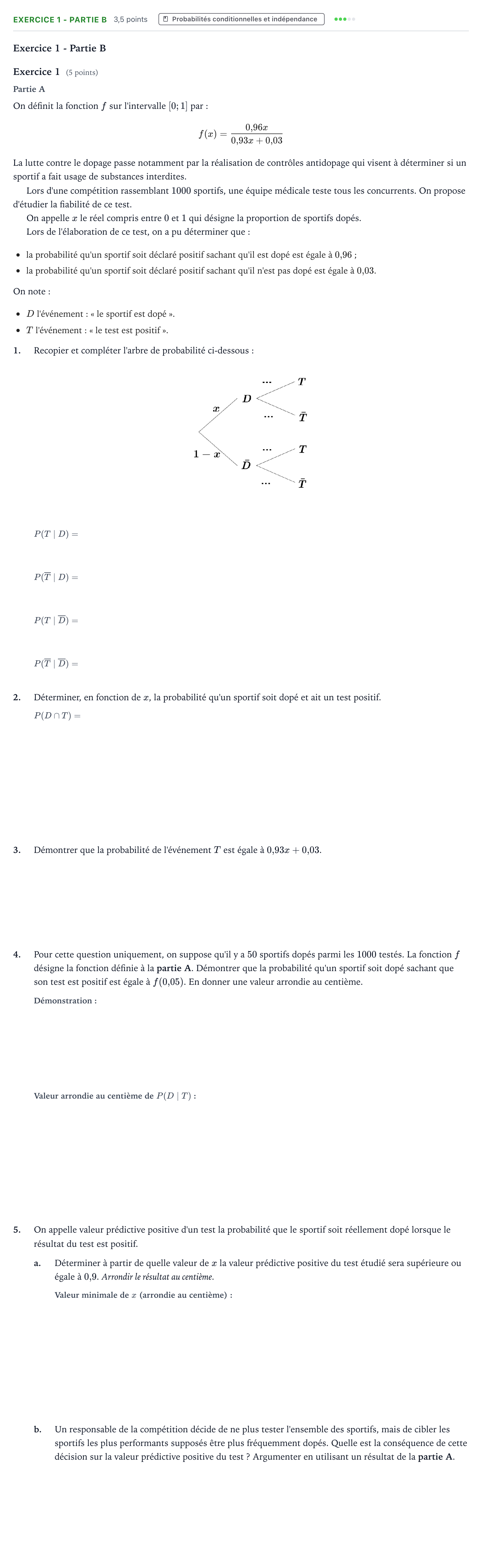 Énoncé: Exercice 1 - Partie B · Bac Mathématiques Centres étrangers (Afrique) 2024 (jour 1)
