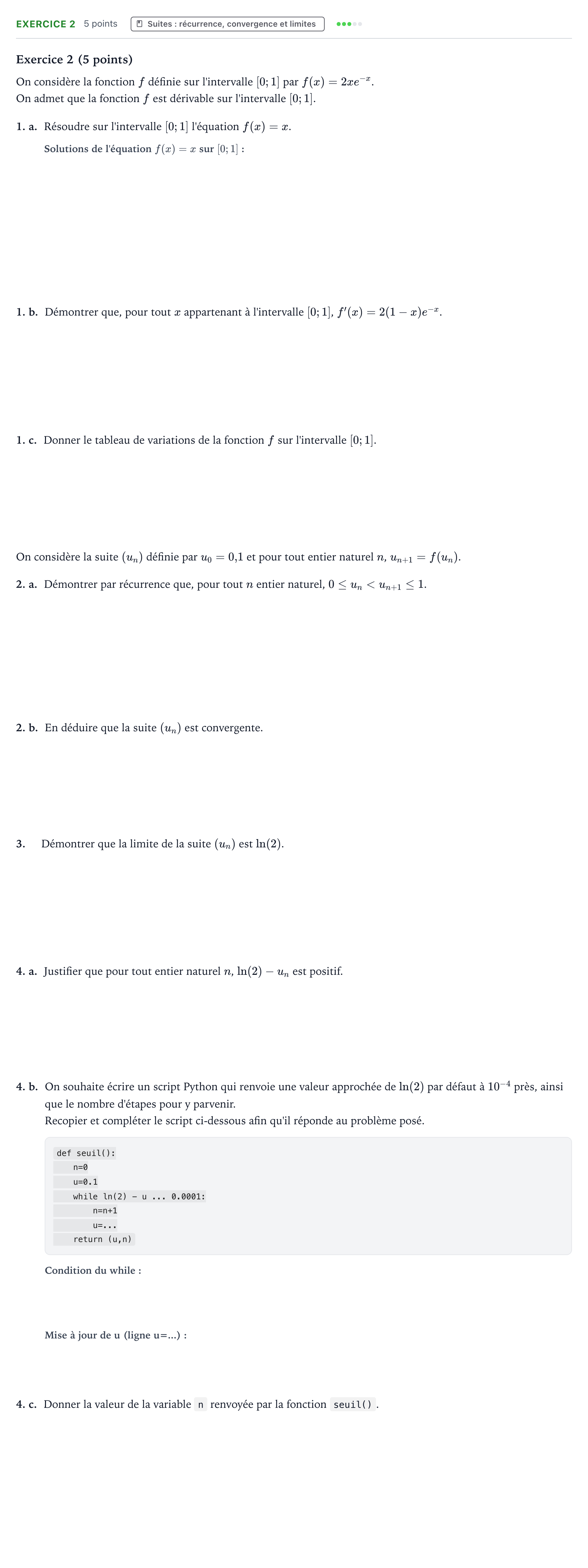 Énoncé: Exercice 2 · Bac Mathématiques Centres étrangers (Afrique) 2024 (jour 1)