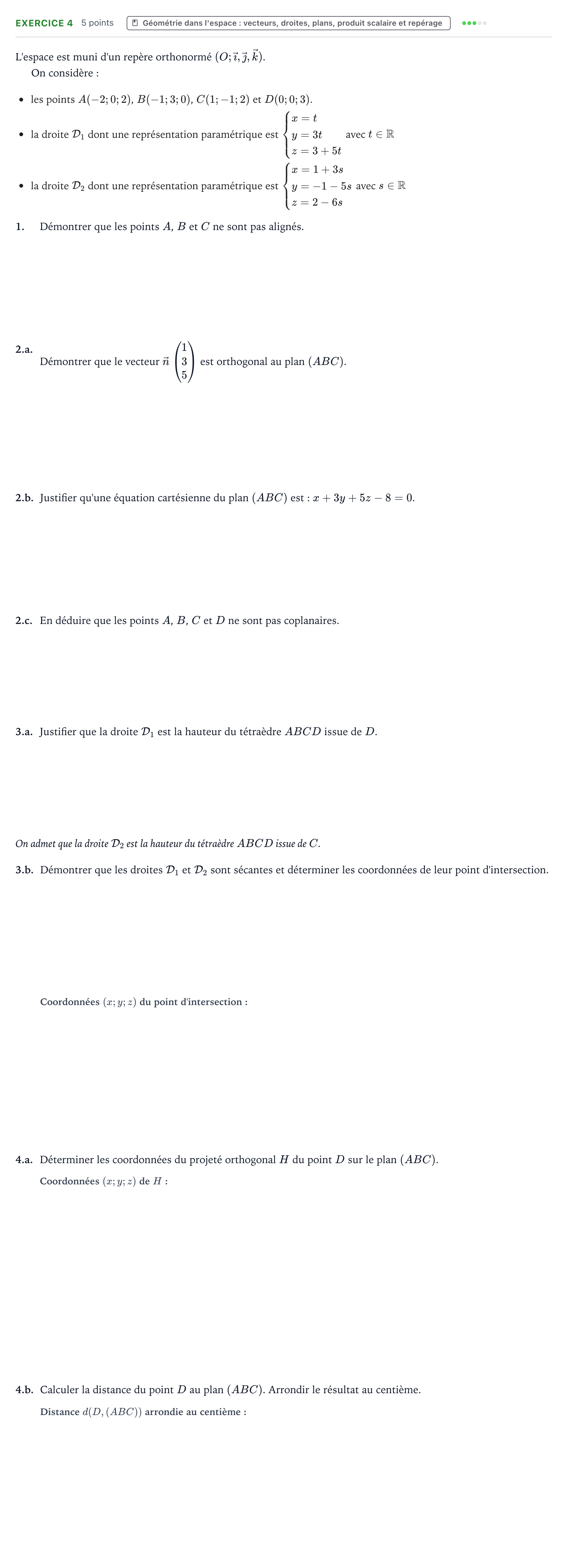 Énoncé: Exercice 4 · Bac Mathématiques Centres étrangers (Afrique) 2024 (jour 1)