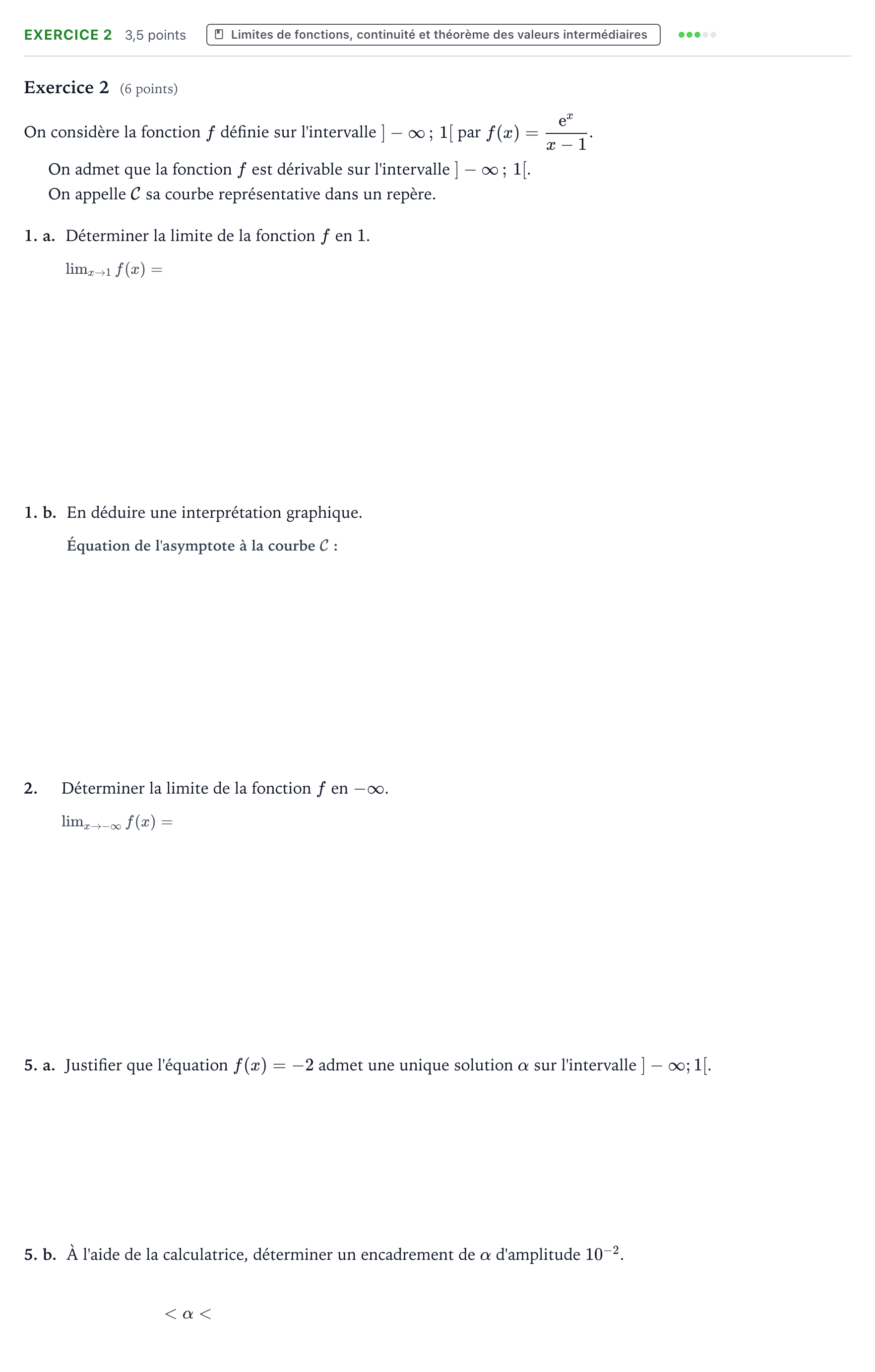 Énoncé: Exercice 2 - Limites de fonctions, continuité et… · Bac Mathématiques Centres étrangers (Afrique) 2024 (jour 2)