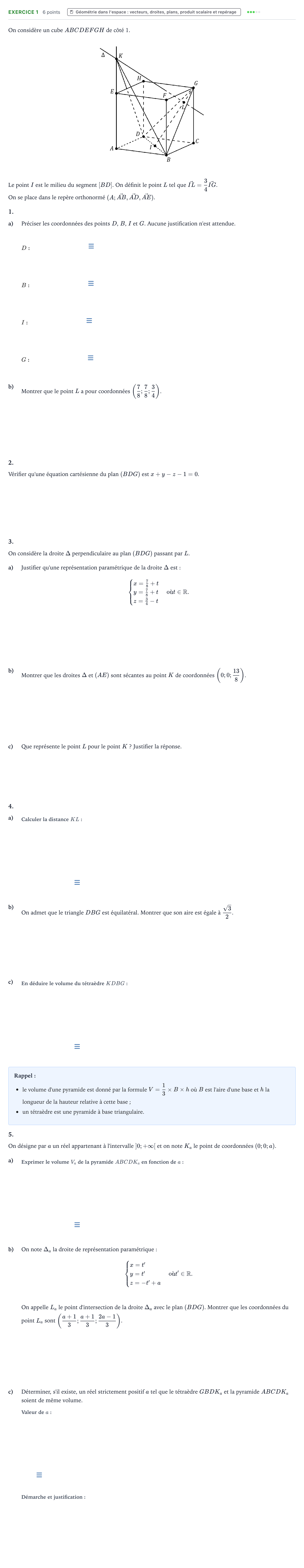 Énoncé: Exercice 1 · Bac Mathématiques Métropole 1 remplacement 2024