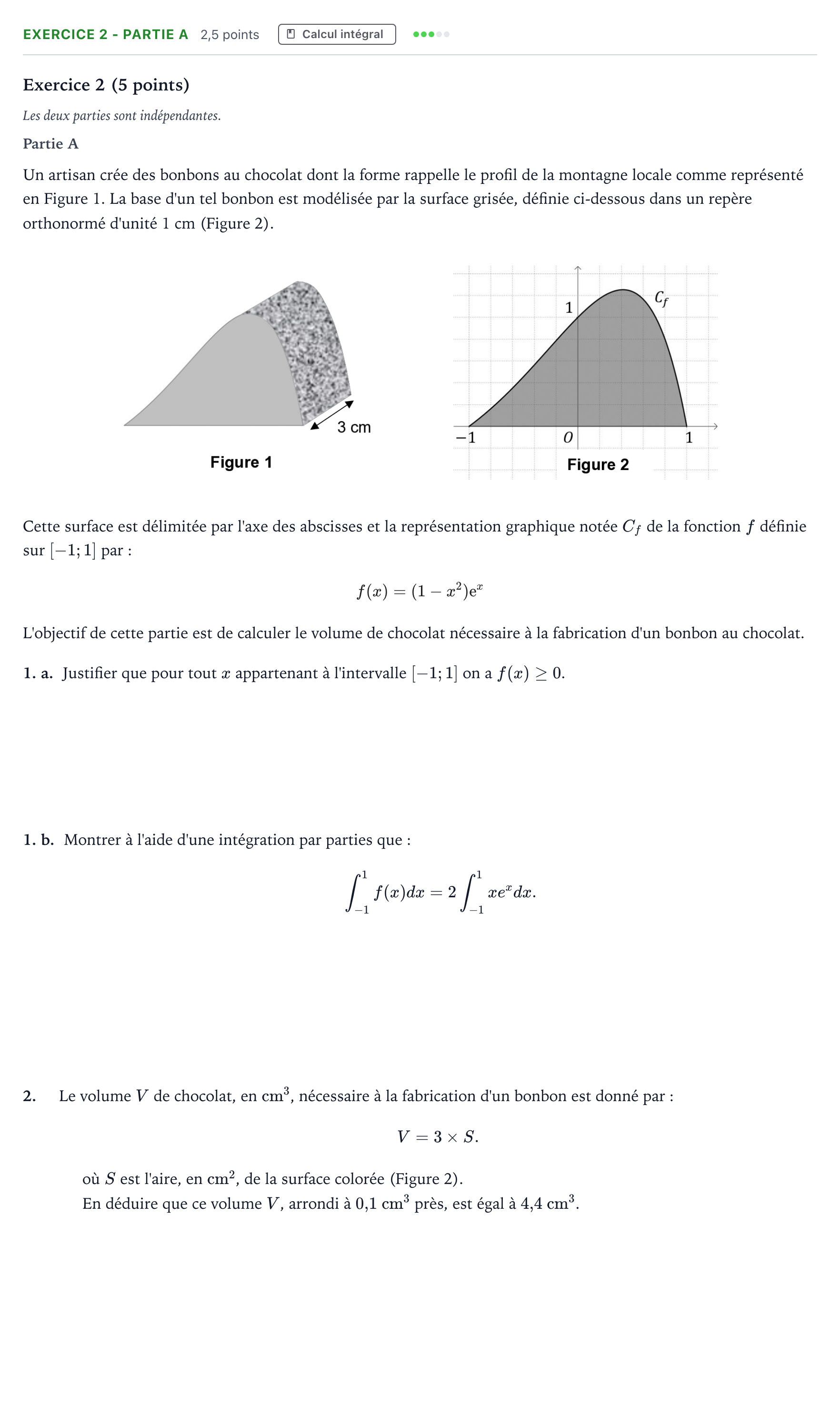Énoncé: Exercice 2 - Partie A · Bac Mathématiques Métropole 1 remplacement 2024