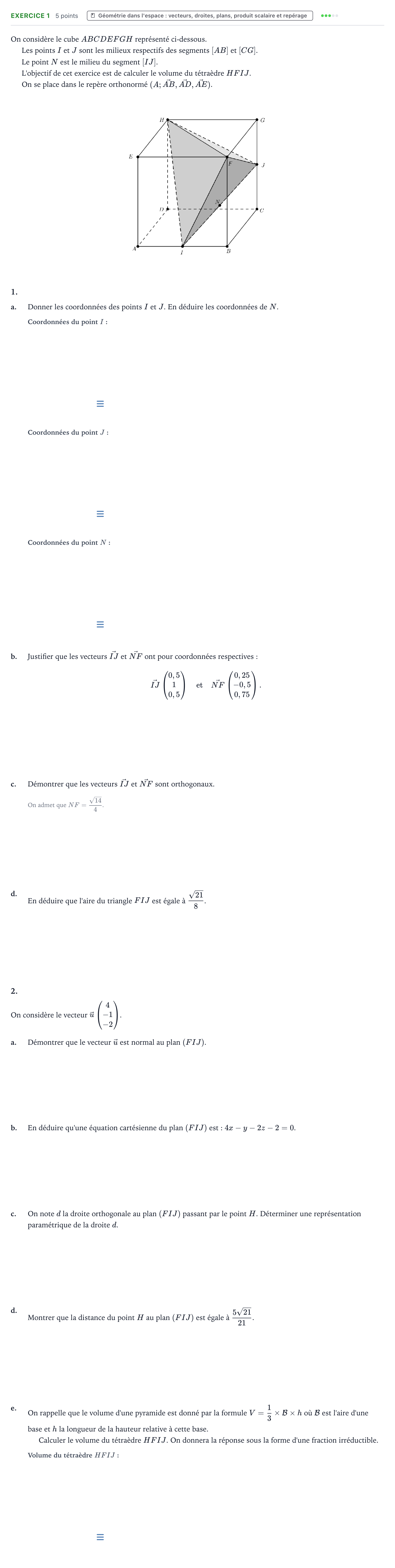 Énoncé: Exercice 1 · Bac Mathématiques Métropole 2 remplacement 2024