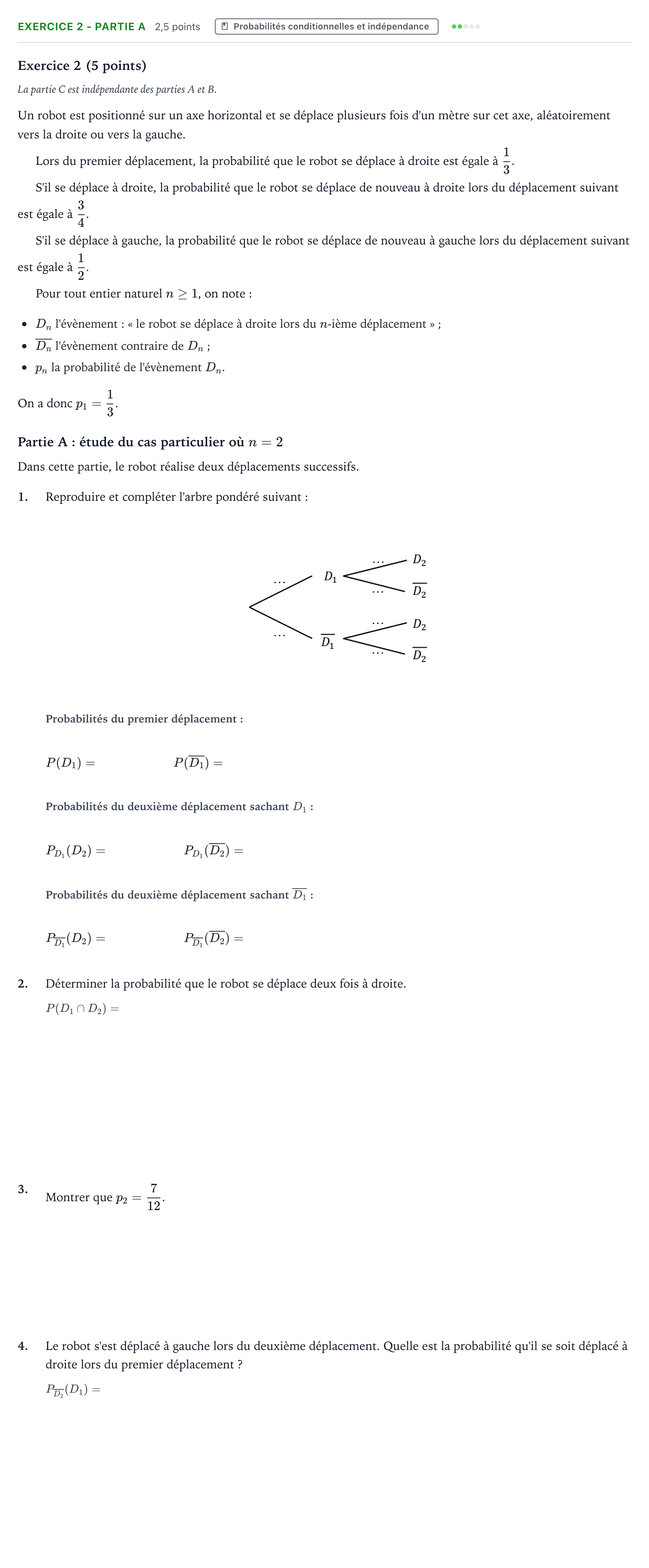 Énoncé: Exercice 2 - Partie A · Bac Mathématiques Métropole 2 remplacement 2024