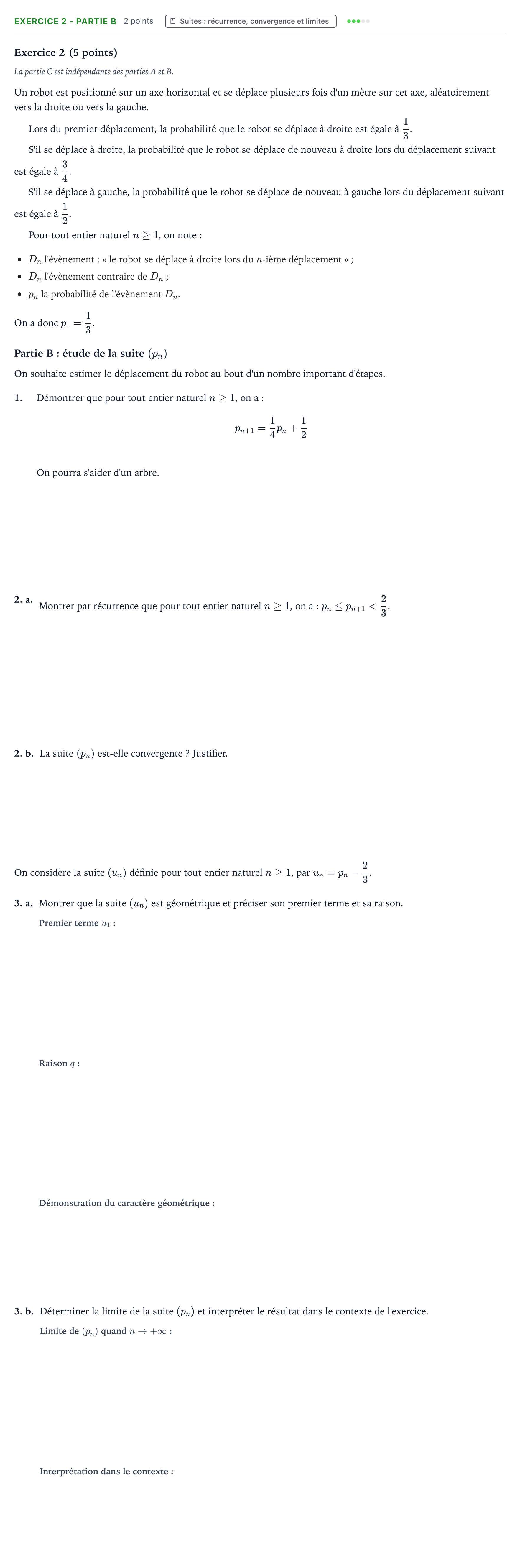 Énoncé: Exercice 2 - Partie B · Bac Mathématiques Métropole 2 remplacement 2024
