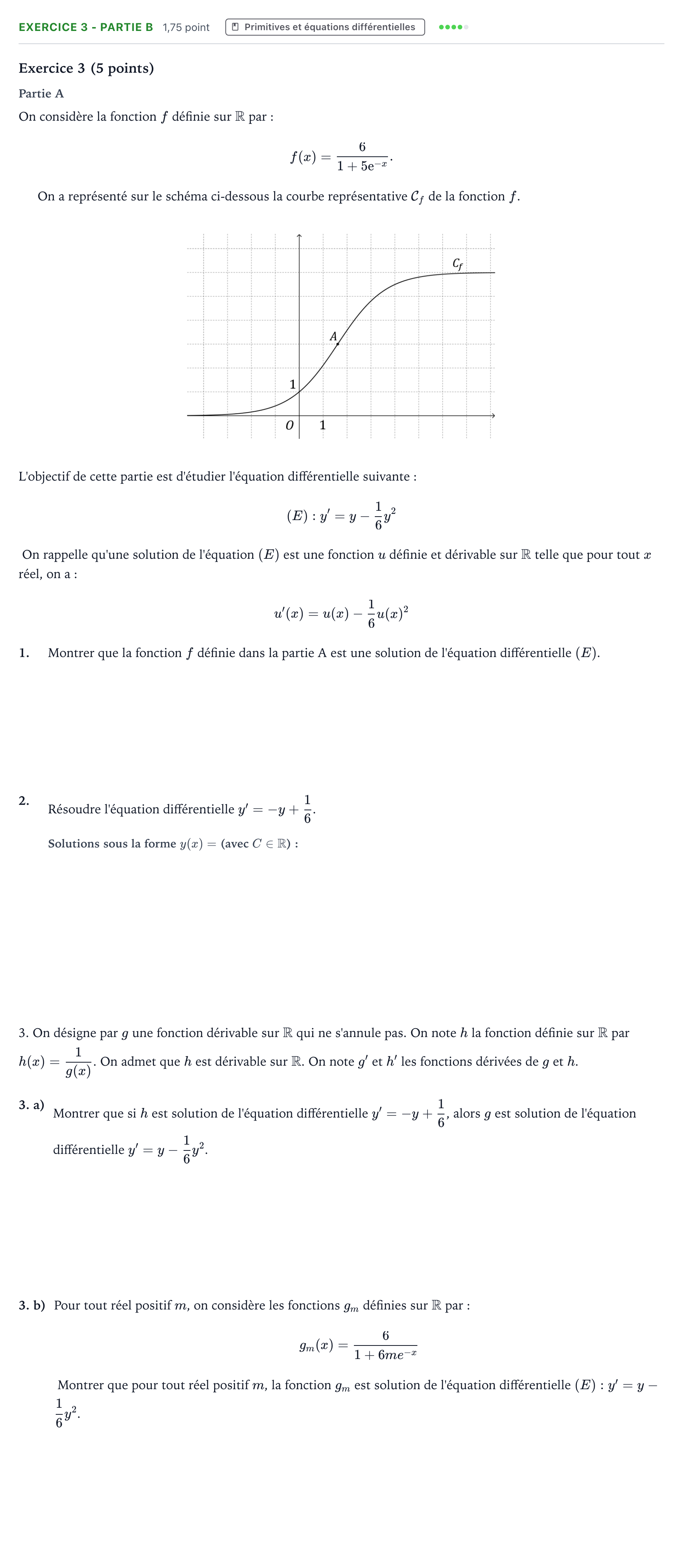 Énoncé: Exercice 3 - Partie B · Bac Mathématiques Métropole 2 remplacement 2024