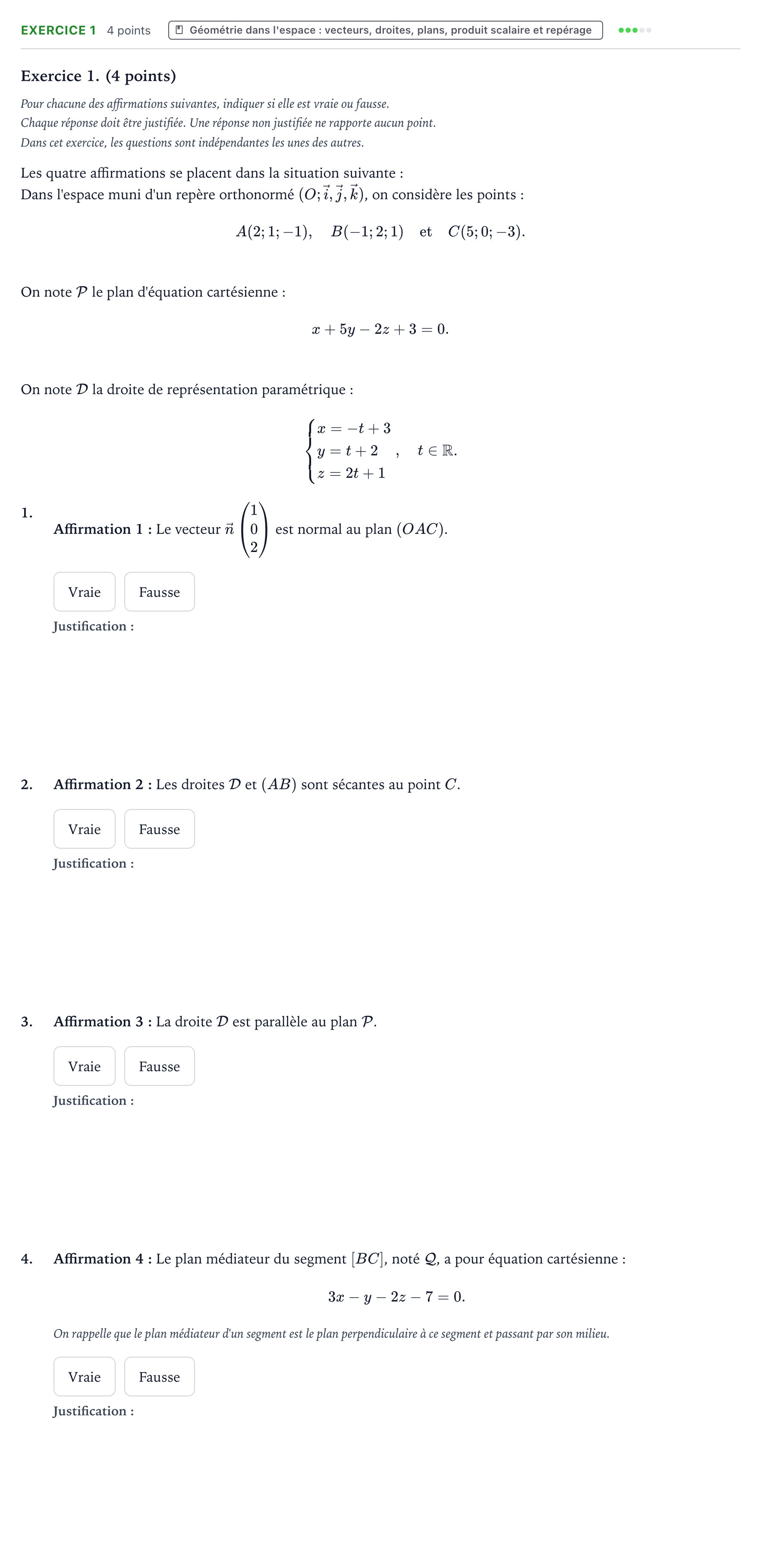 Énoncé: Exercice 1 · Bac Mathématiques Polynésie 2024 (jour 1)