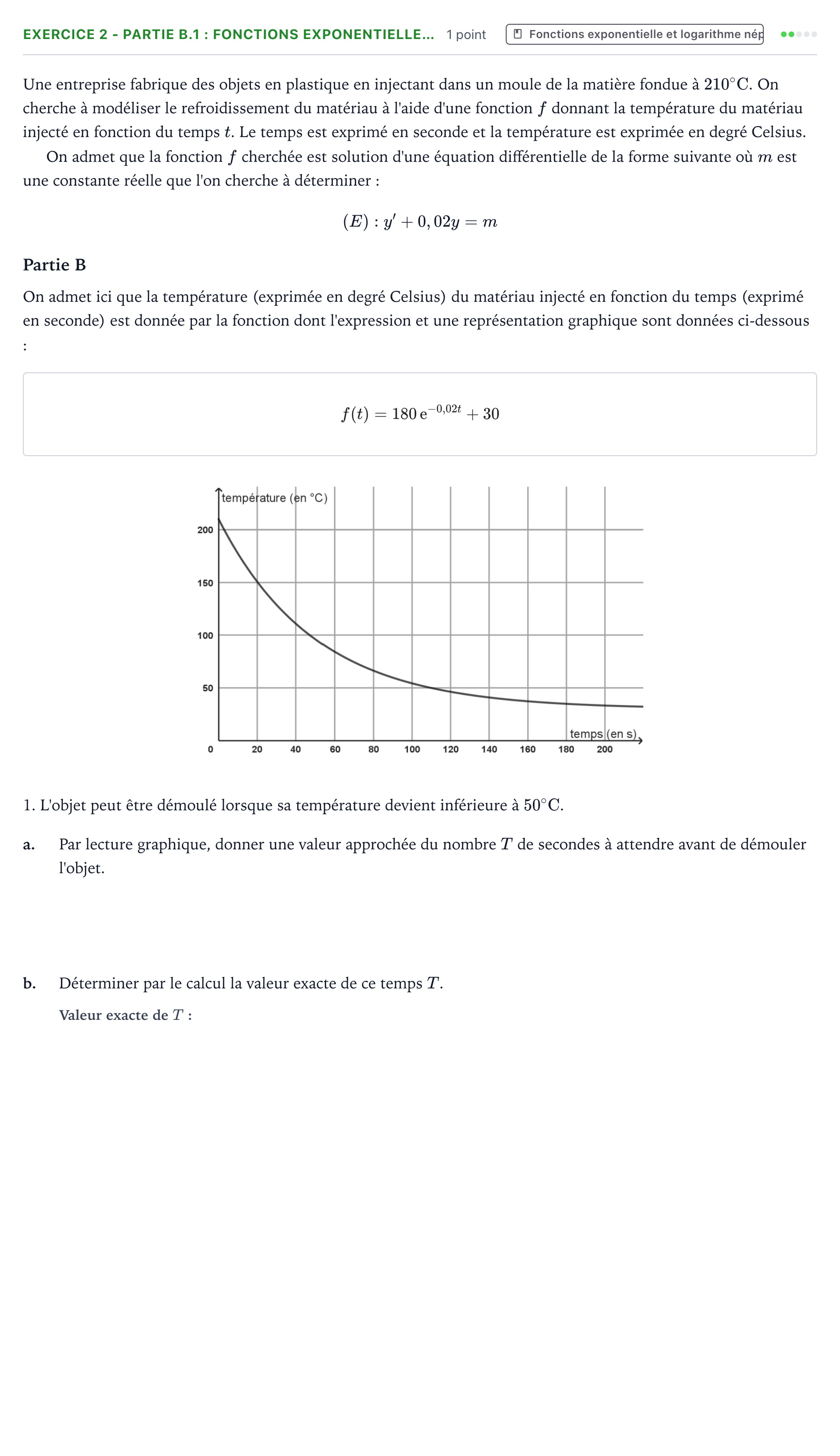 Énoncé: Exercice 2 - Partie B.1 : Fonctions exponentielle… · Bac Mathématiques Polynésie 2024 (jour 1)