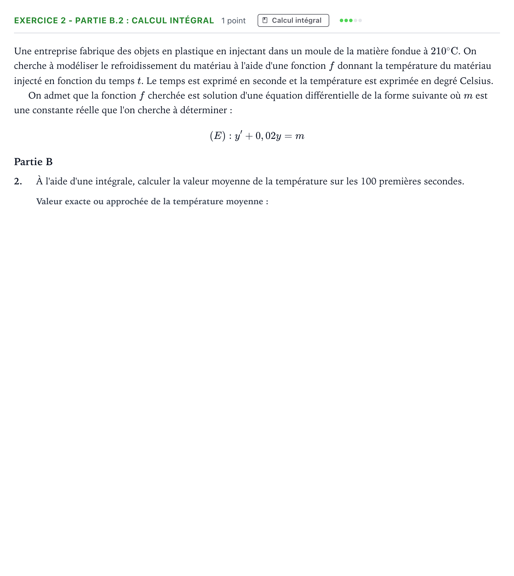 Énoncé: Exercice 2 - Partie B.2 : Calcul intégral · Bac Mathématiques Polynésie 2024 (jour 1)