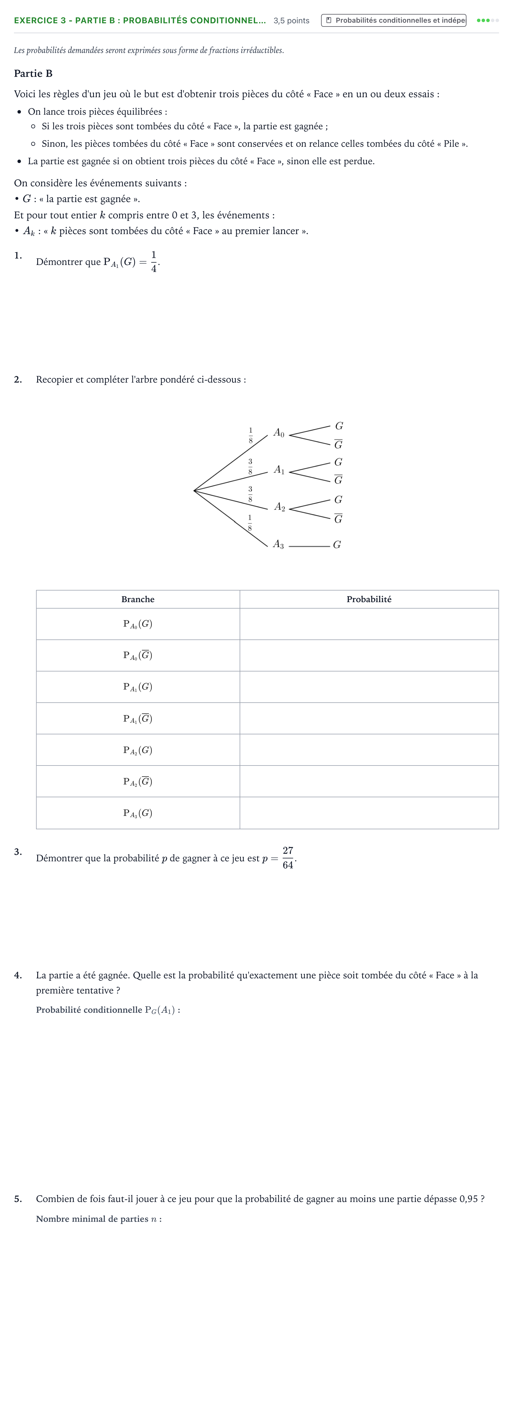 Énoncé: Exercice 3 - Partie B : Probabilités conditionnel… · Bac Mathématiques Polynésie 2024 (jour 1)