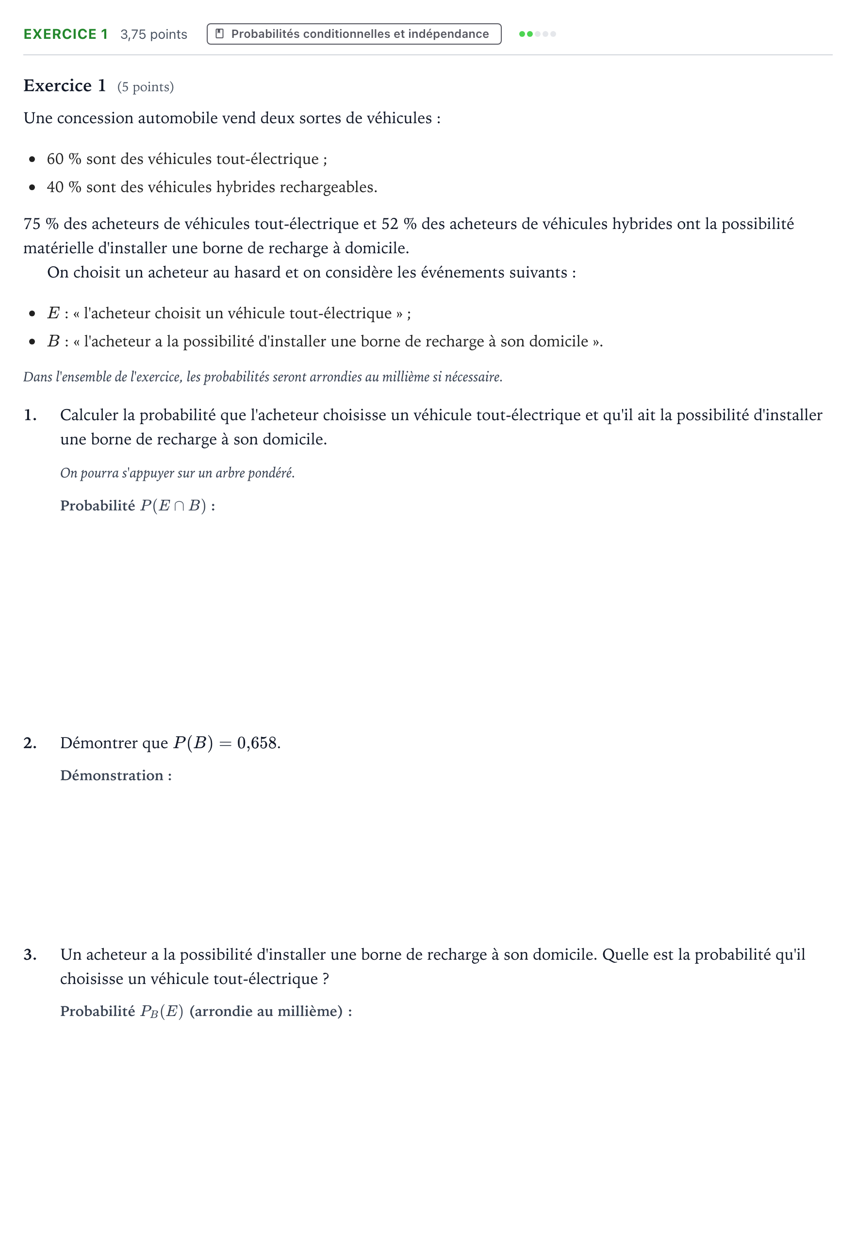 Énoncé: Exercice 1 - Probabilités conditionnelles · Bac Mathématiques Polynésie jour 1 - Remplacement 2024